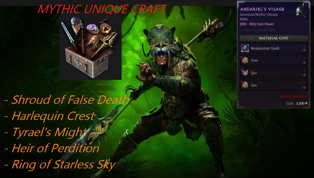 💥Diablo 4💥SS6💥Mythic 12 items craft💥Full 18 runes💥