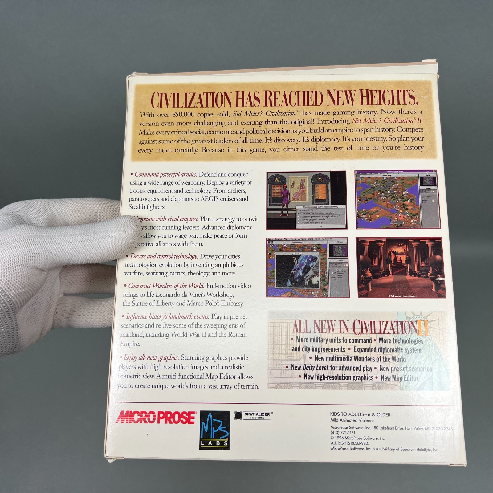 COMPLETE Sid Meier’s Civilization II Big Box PC VTG 1996 IBM CD-ROM CIB w/ Chart