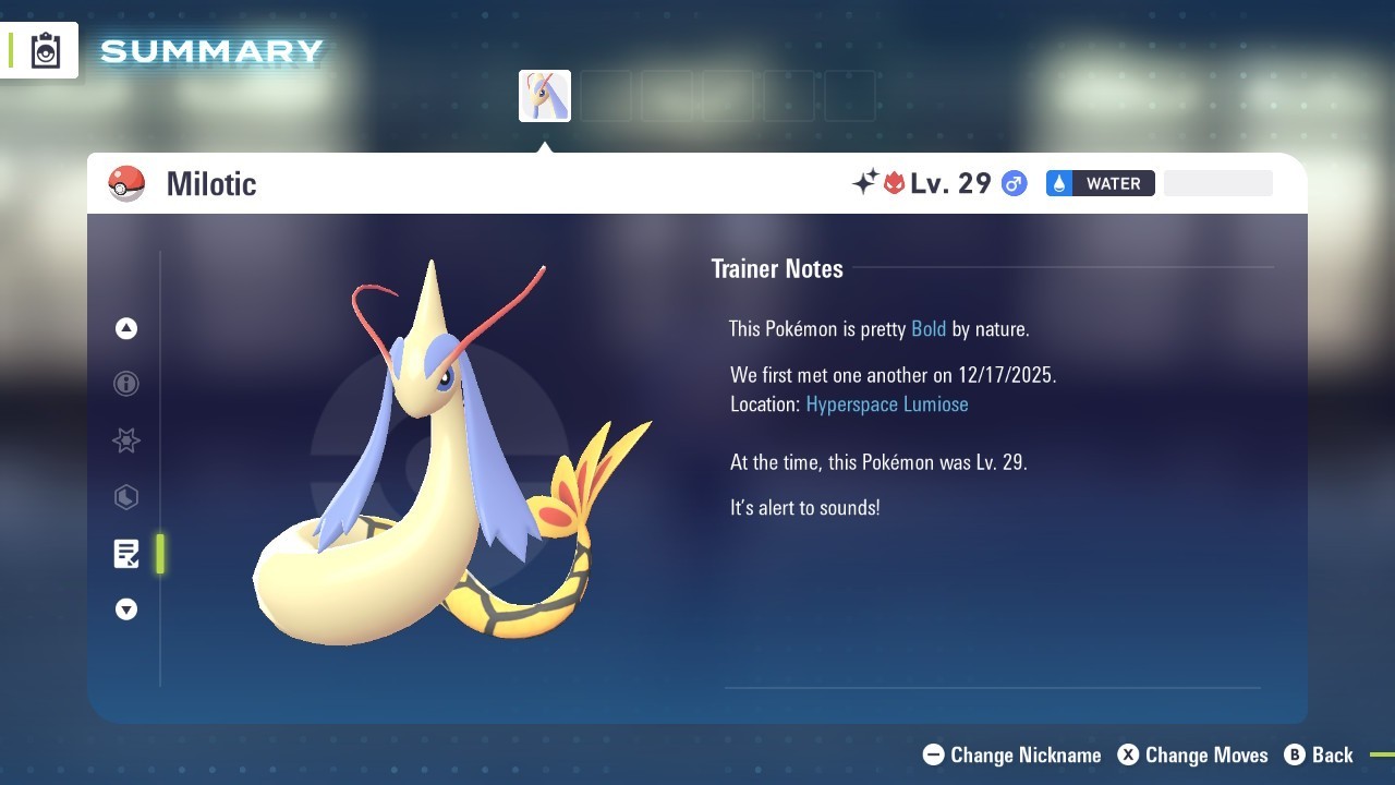Shiny Alpha Milotic Lv. 29 Max 6IV Pokémon Legends Z-A Feebas Evolve Pokemon ZA