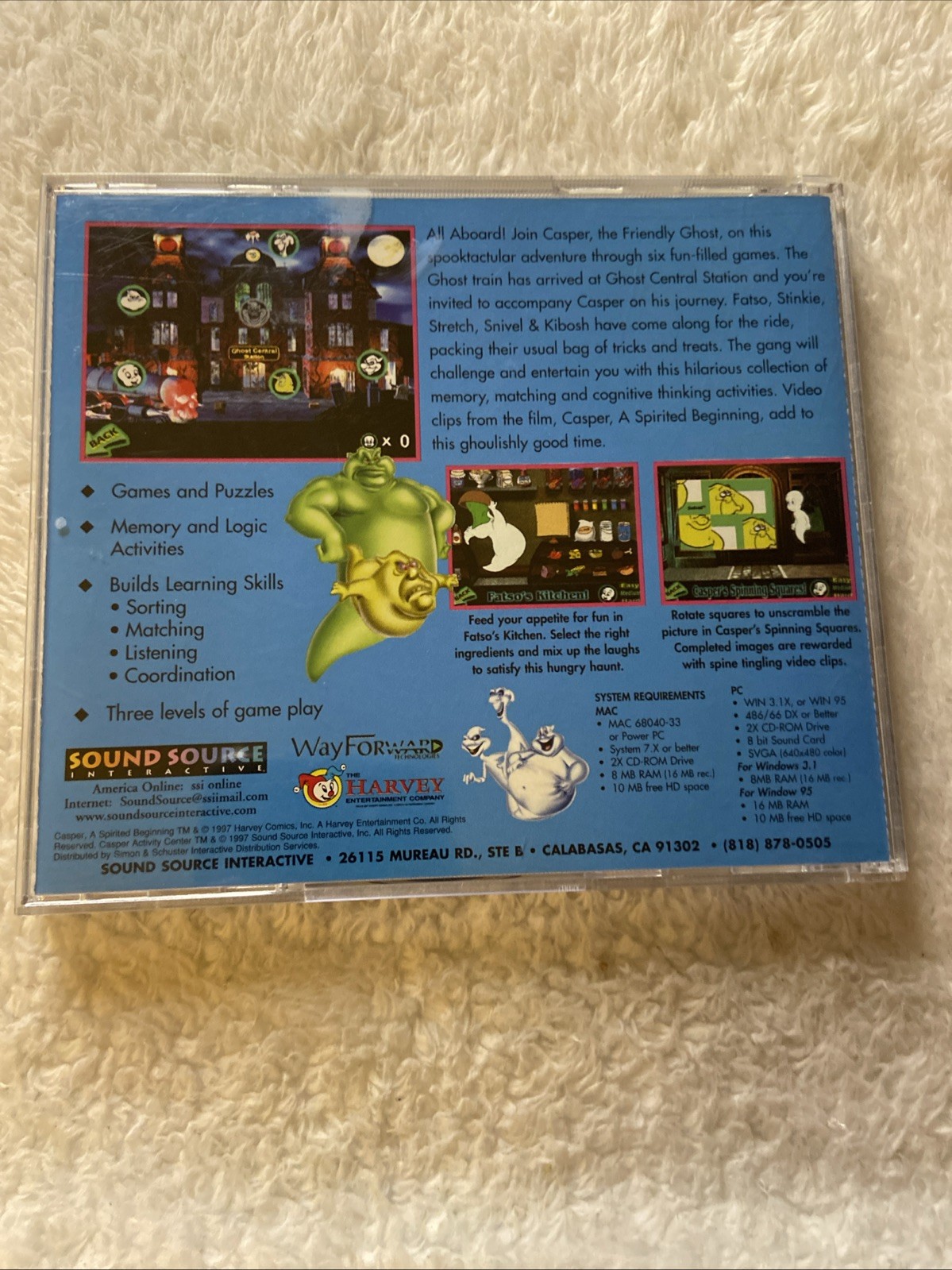 Casper Animated Activity Center PC CD ROM Kids Game Win Mac Friendly Ghost
