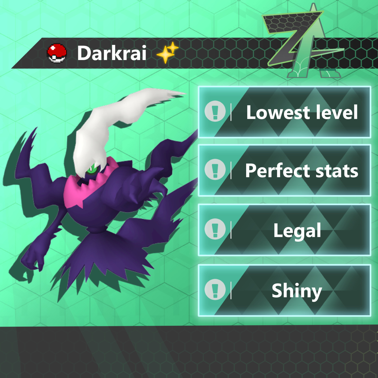 SHINY Darkrai 6 IV for Pokemon Legends ZA