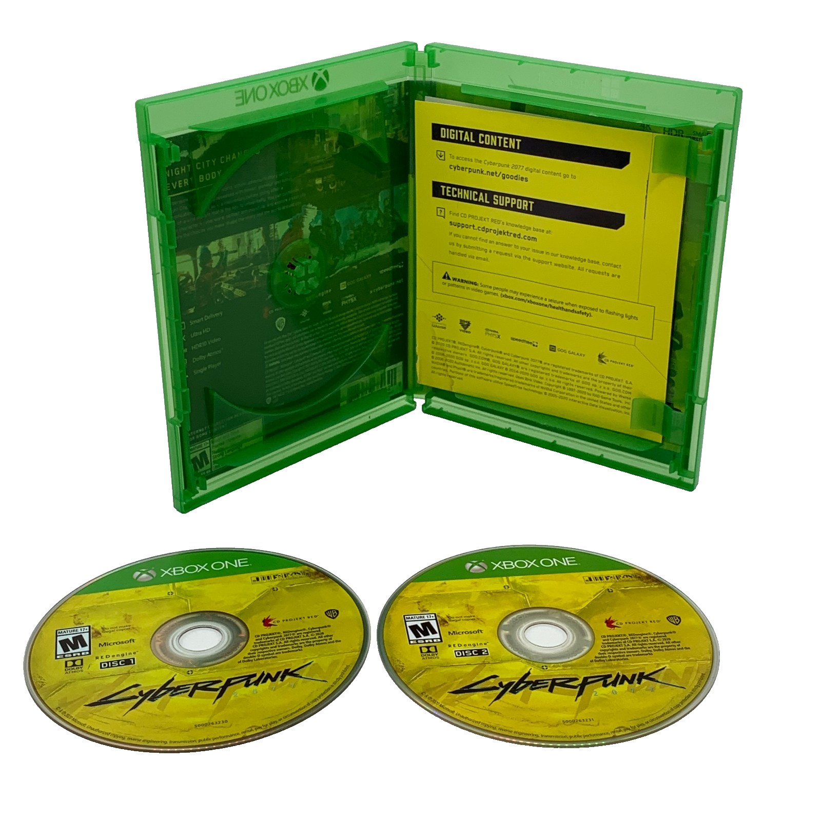 Cyberpunk 2077 Xbox One Complete 2 Disc Set w/ Case Tested CD Projekt Red J1