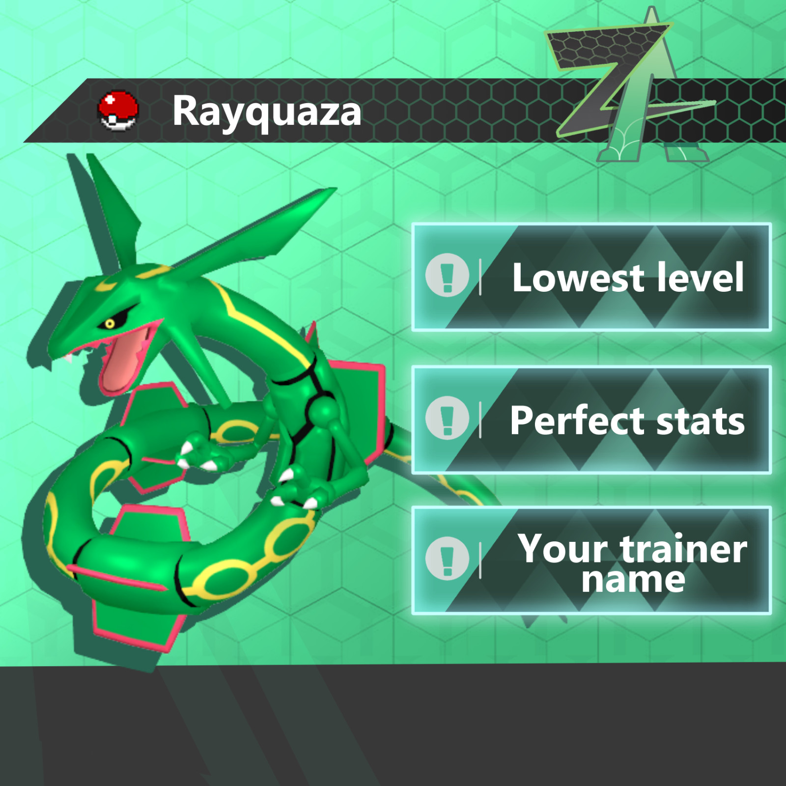 SHINY Rayquaza 6 IV for Pokemon Legends ZA