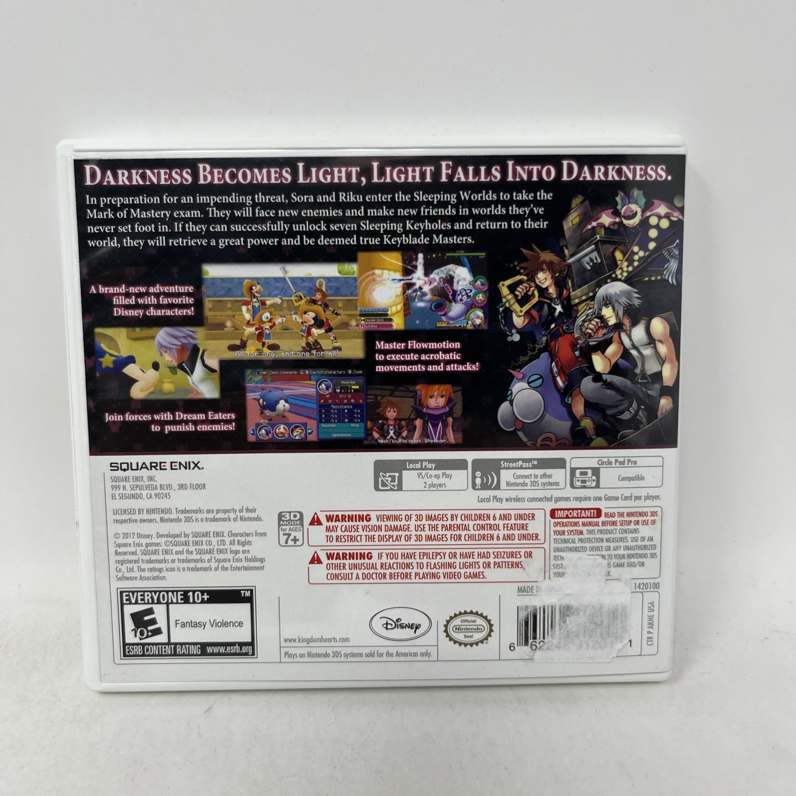 Kingdom Hearts 3D Dream Drop Distance – Nintendo 3DS CIB Complete Disney 2DS XL