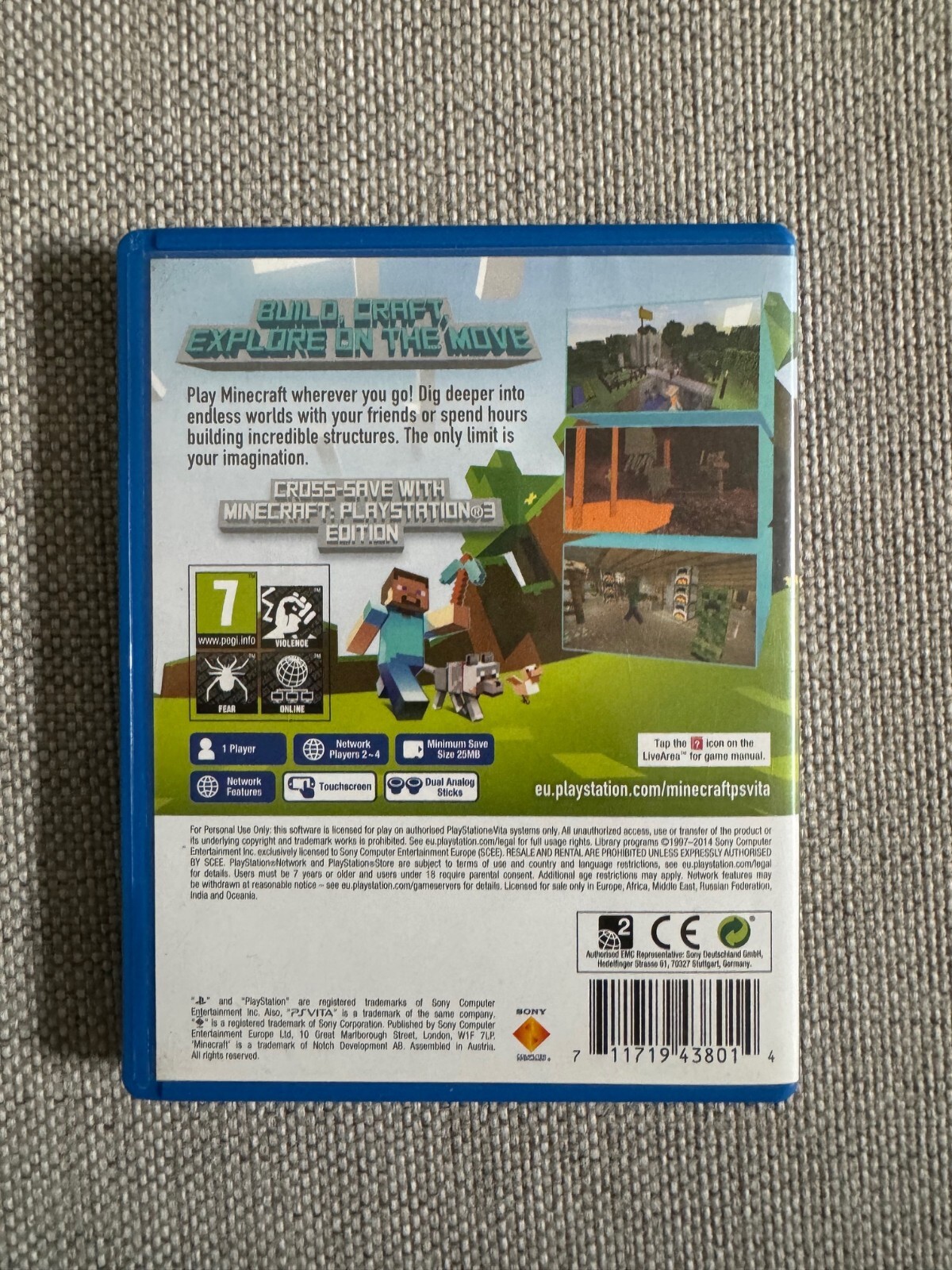 PS VITA MINECRAFT Physical Cart Version Rare REGION FREE (Works On NTSC)