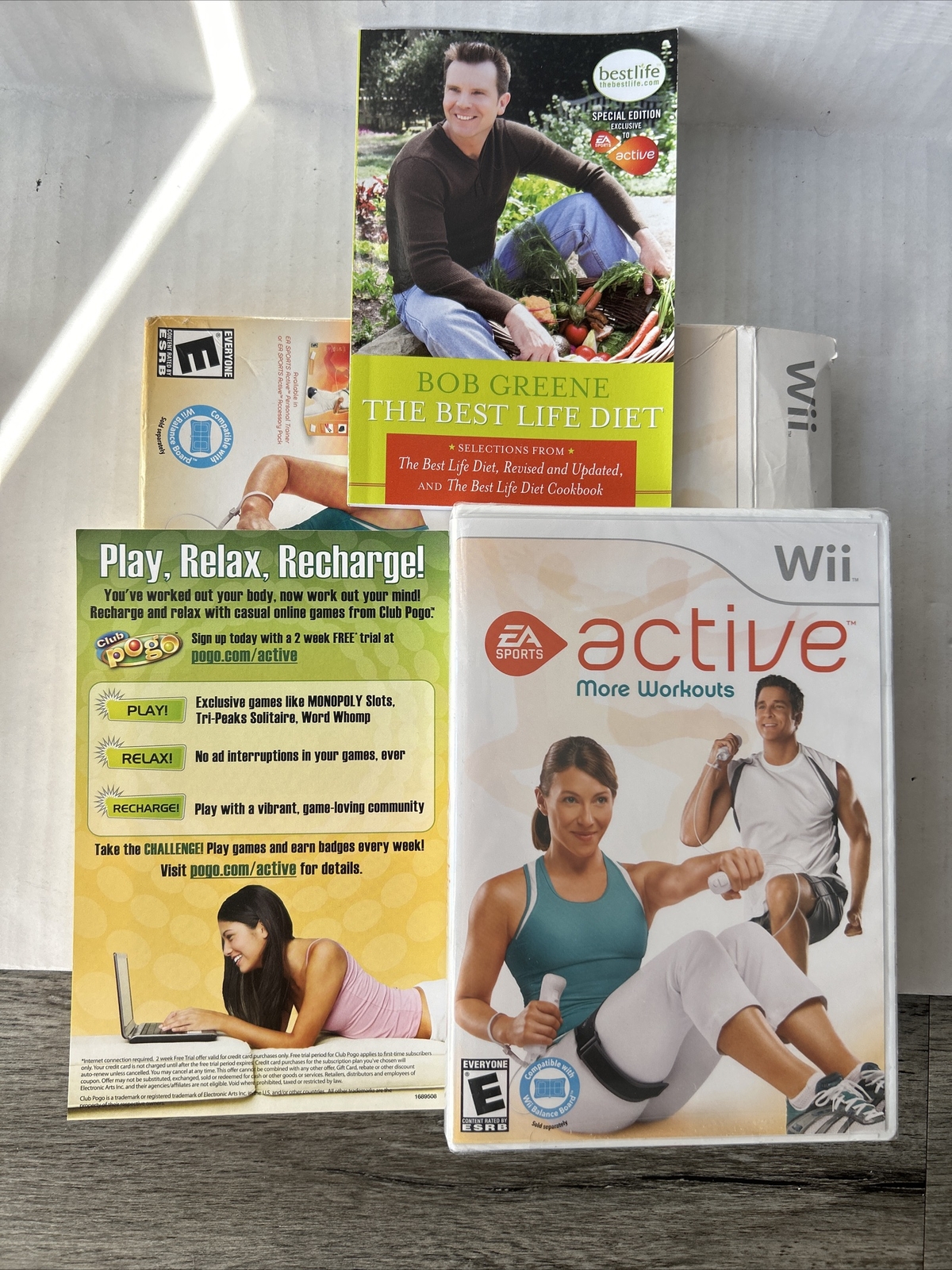 Wii Active More Workouts 2009 Big Box Fitness New Sealed Game & Book Open Box