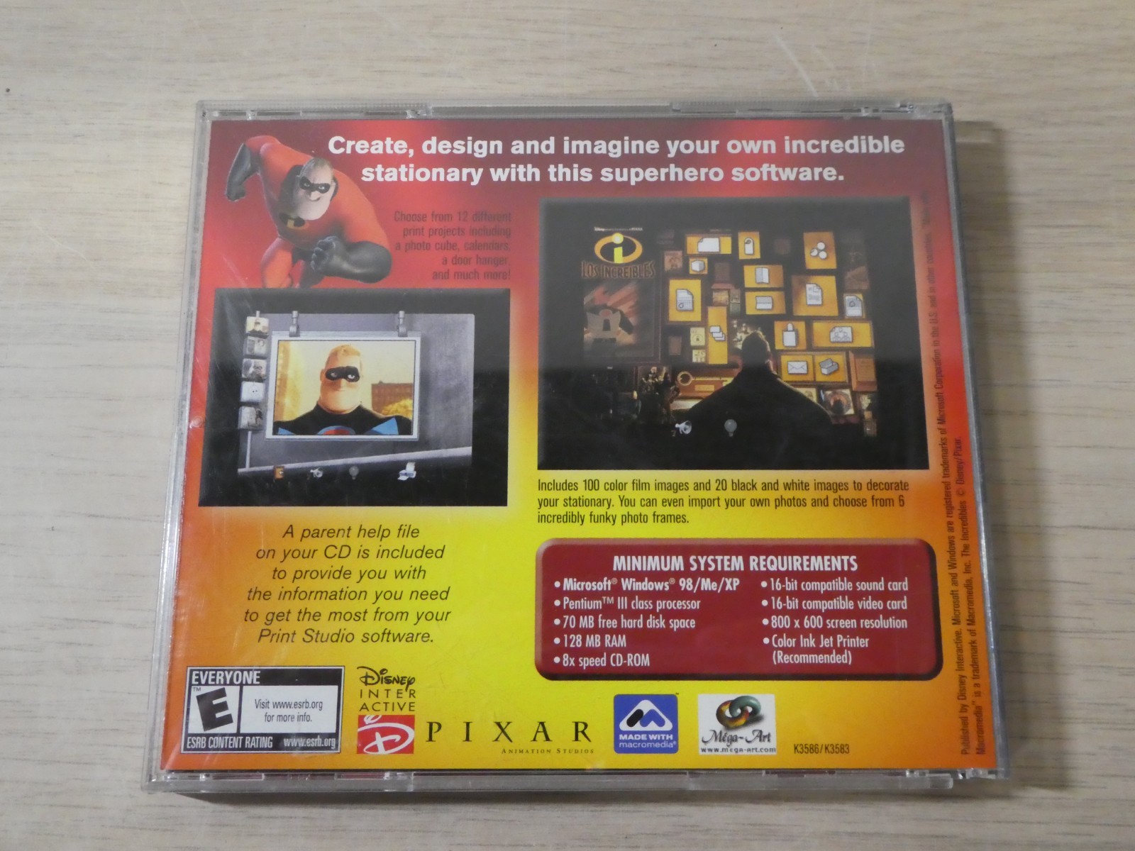 The Incredibles PC CD Rom Print Studio PC Game Software Disney Pixar