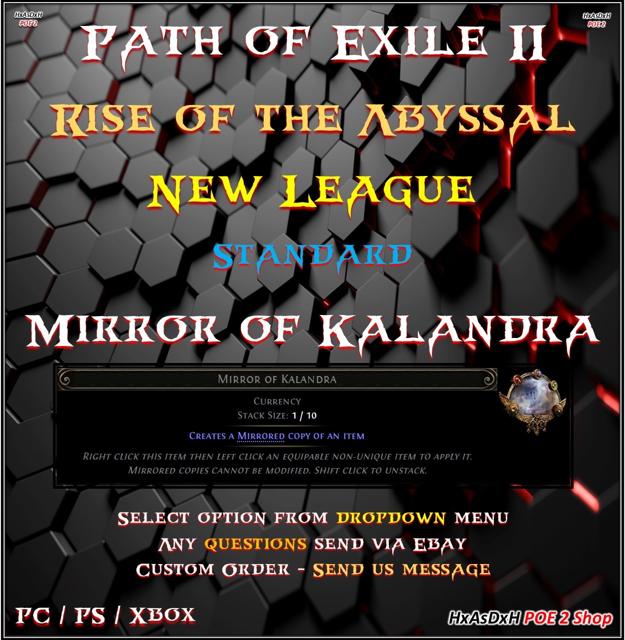 ✨Path of Exile 2✨Mirror of Kalandra✨Rise of the Abyssal✨New League✨POE 2✨24/7✨