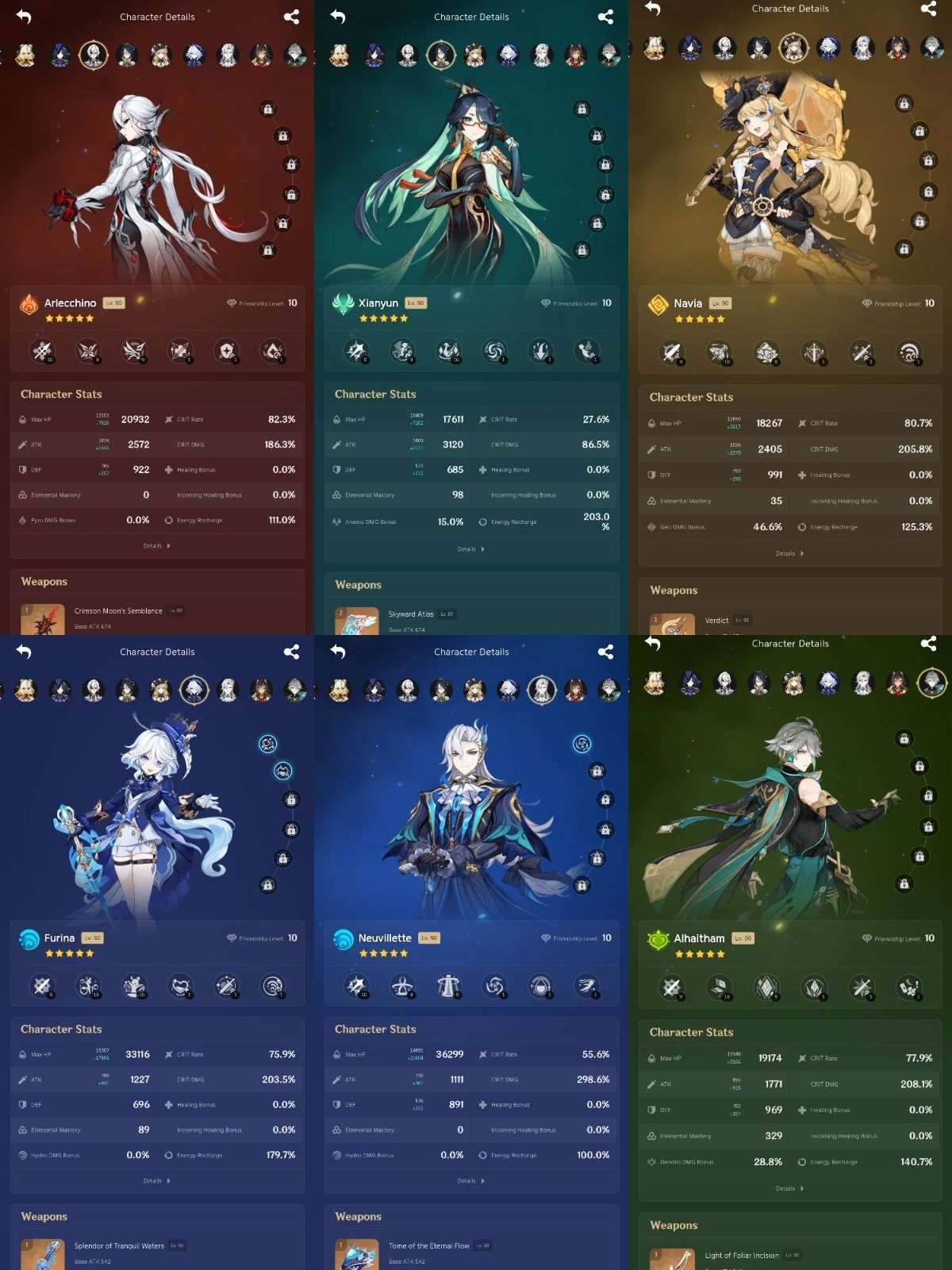 Genshin Impact (AS) ar 60 Lunateam Lauma Nefer + C6/R5 Characters Yelan Nahida