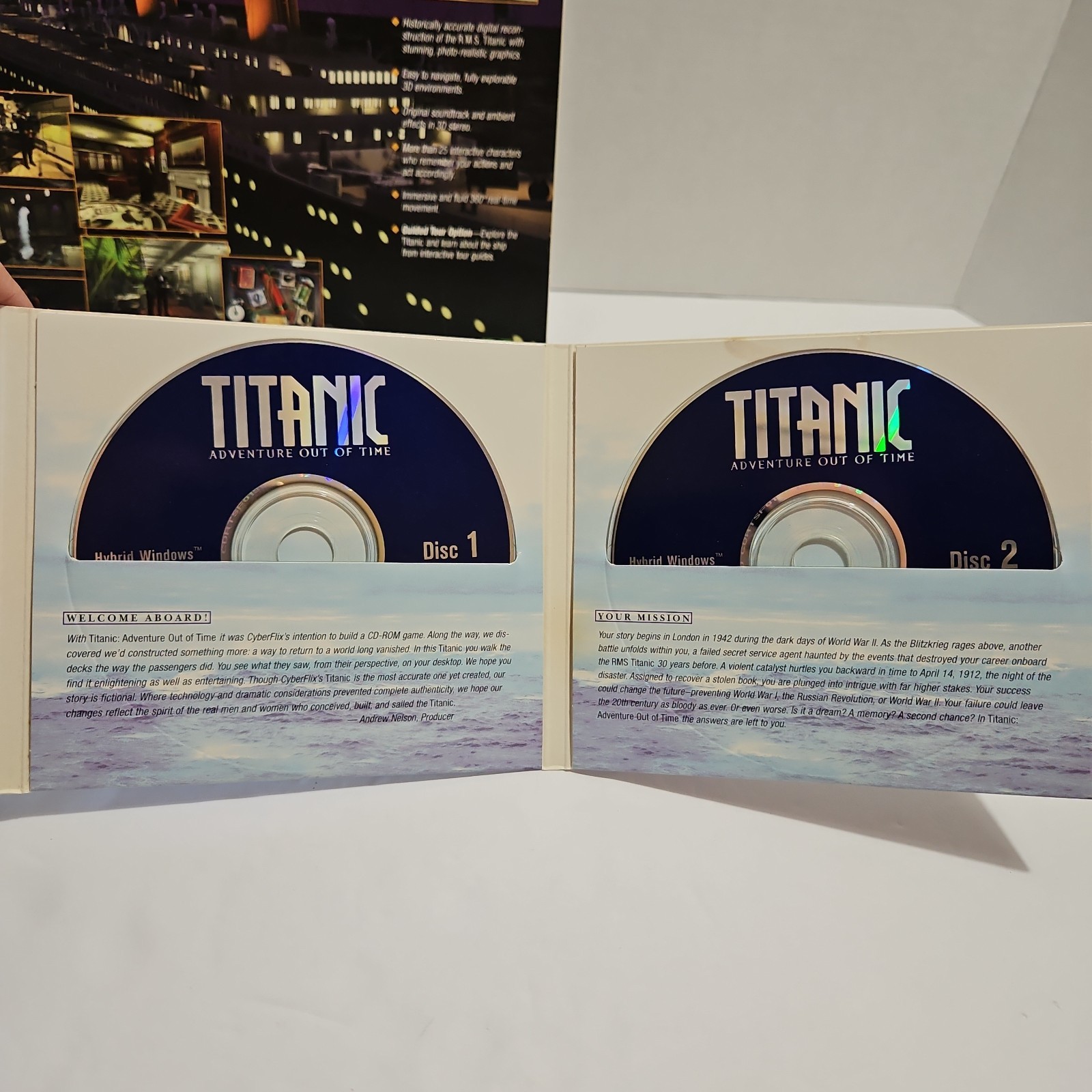Titanic Adventure Out of Time PC Big Box Complete 2 Disc Mac 1996 Hints Book