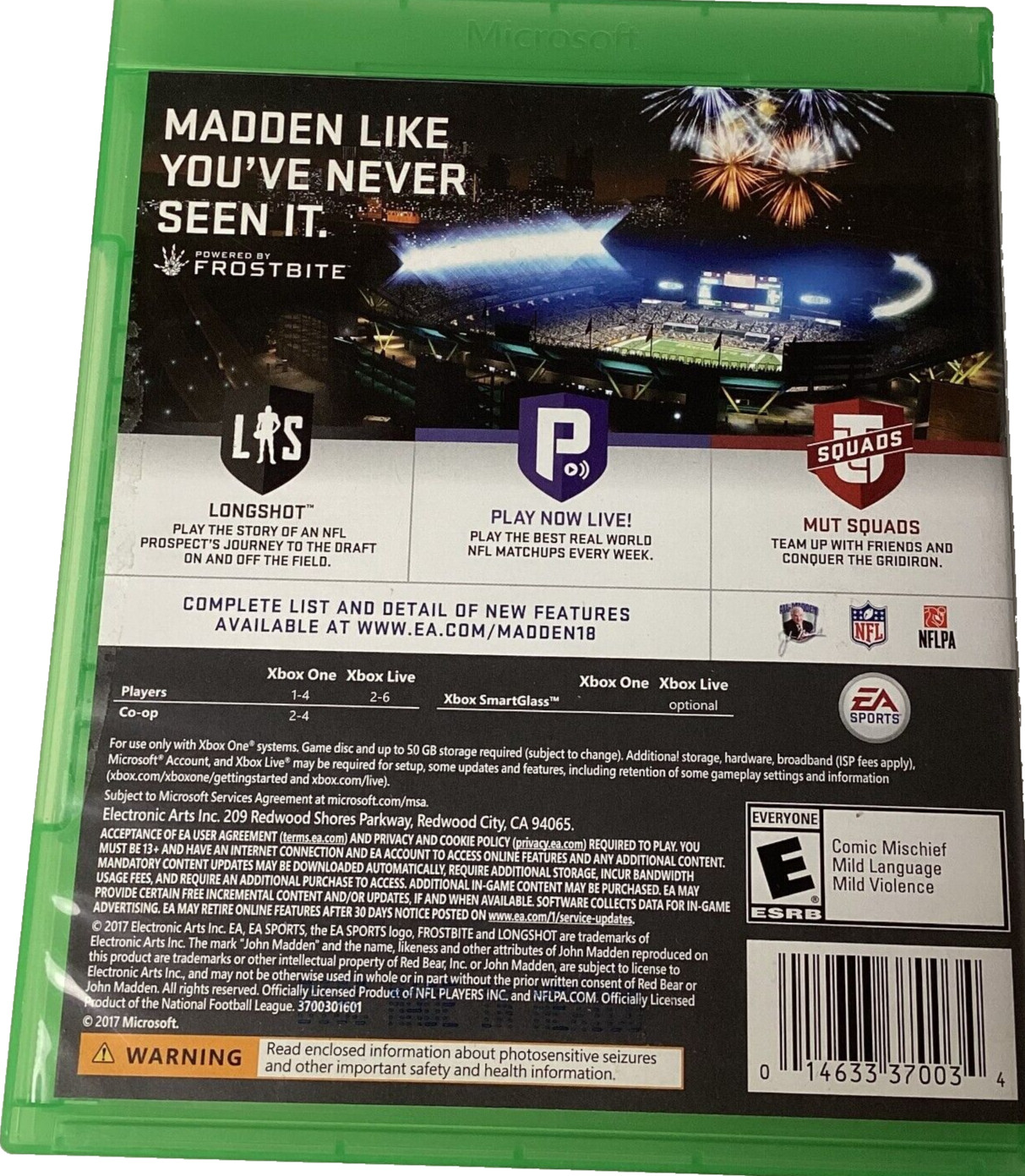 Madden NFL 18, Xbox One 2017, E-Everyone