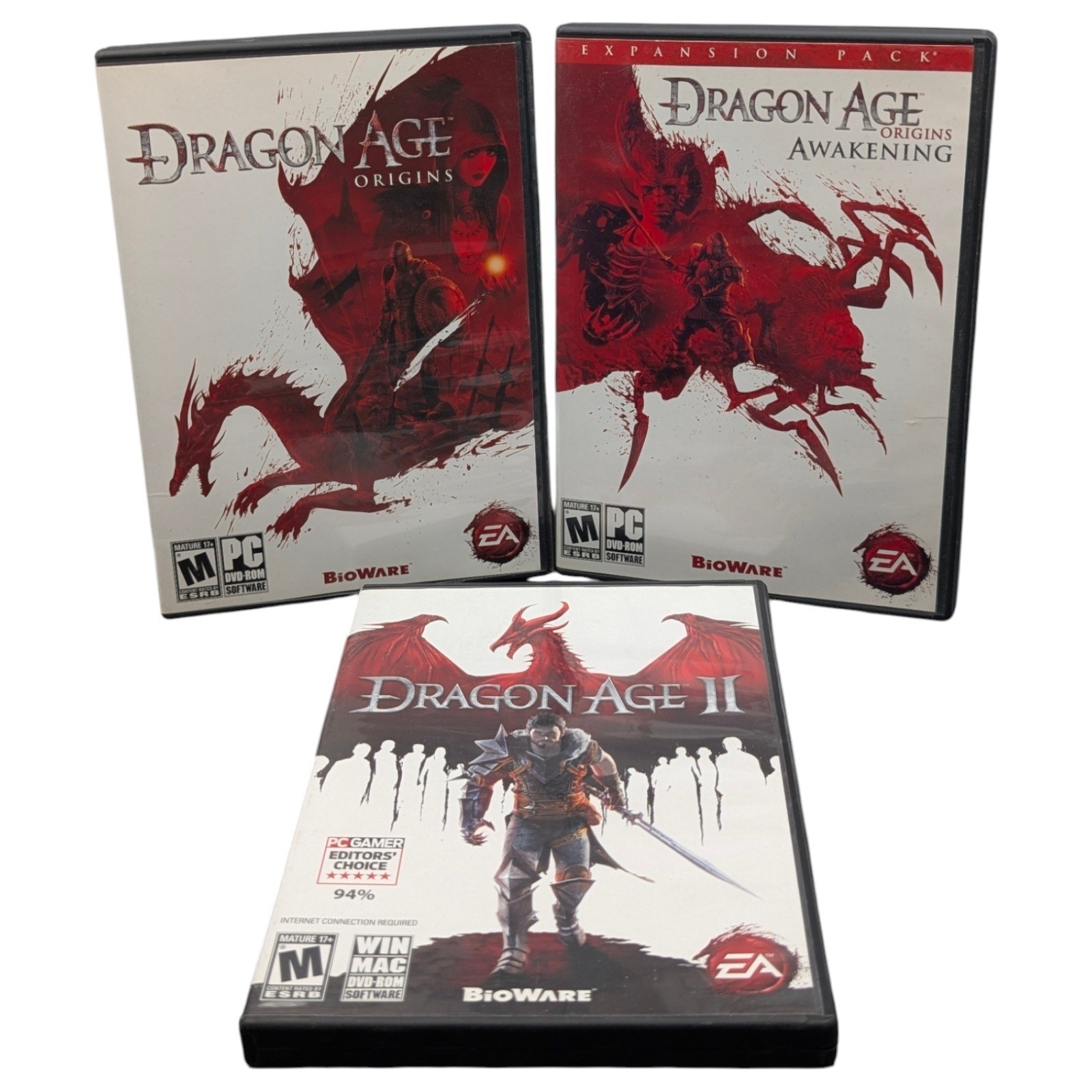 PC Game Lot Dragon Age Origins Origins Awakening Dragon Age 2 Complete