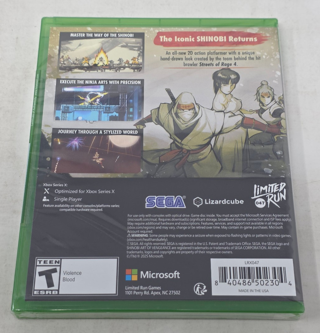 XSX Shinobi: Art Of Vengeance *NEW*F/S*