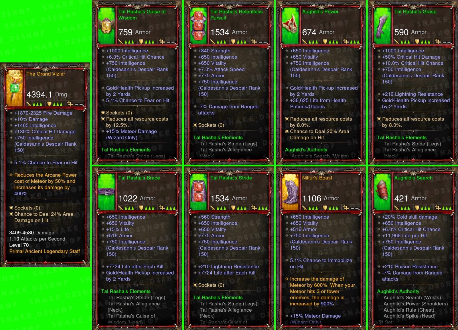 Diablo 3 – Unmodded Primal Wizard Set – Tal Rasha’s Elements V.3