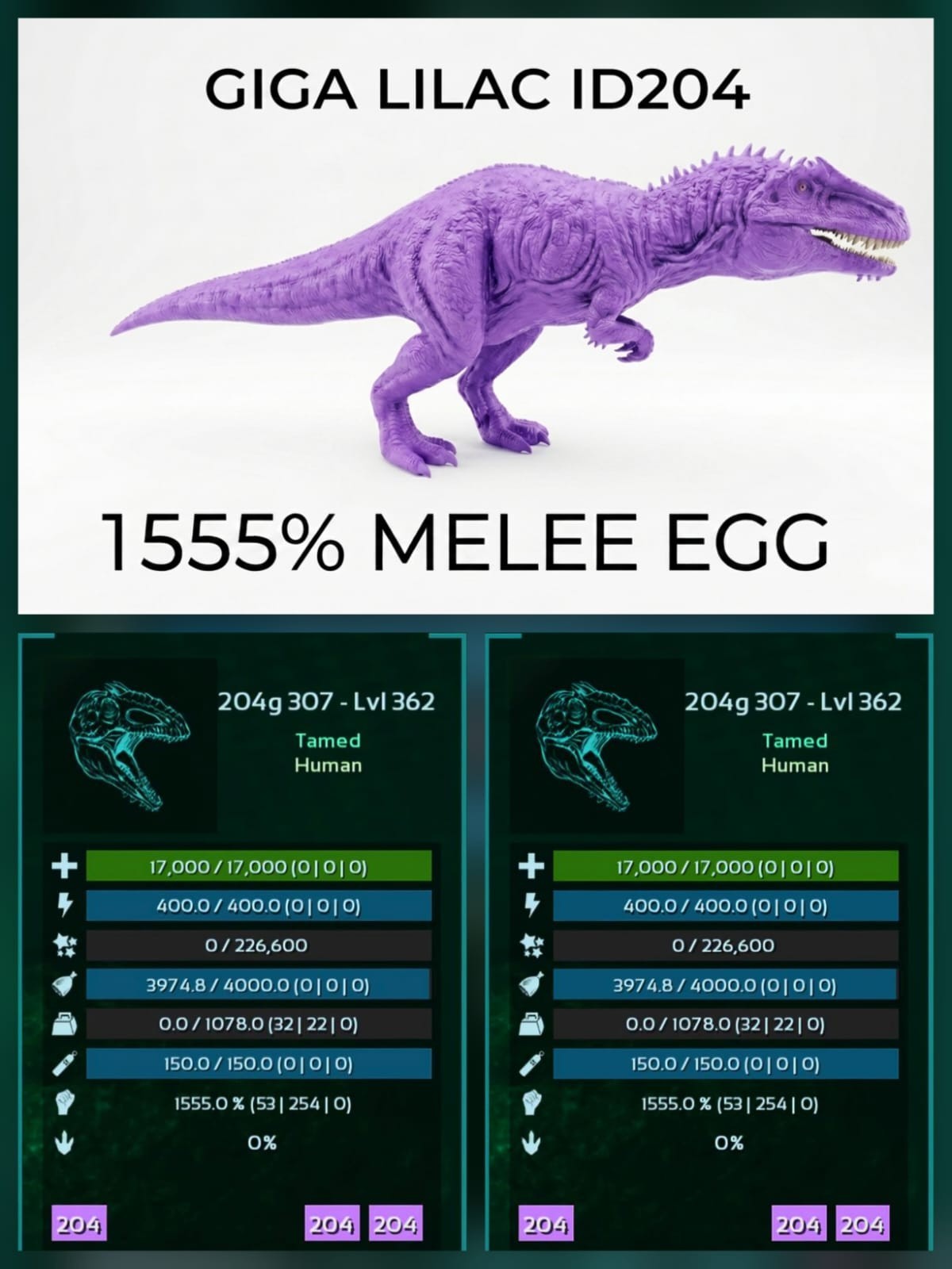 Giga – Top Stats – Egg Pair – Ark Survival Ascended PVE Official Crossplay