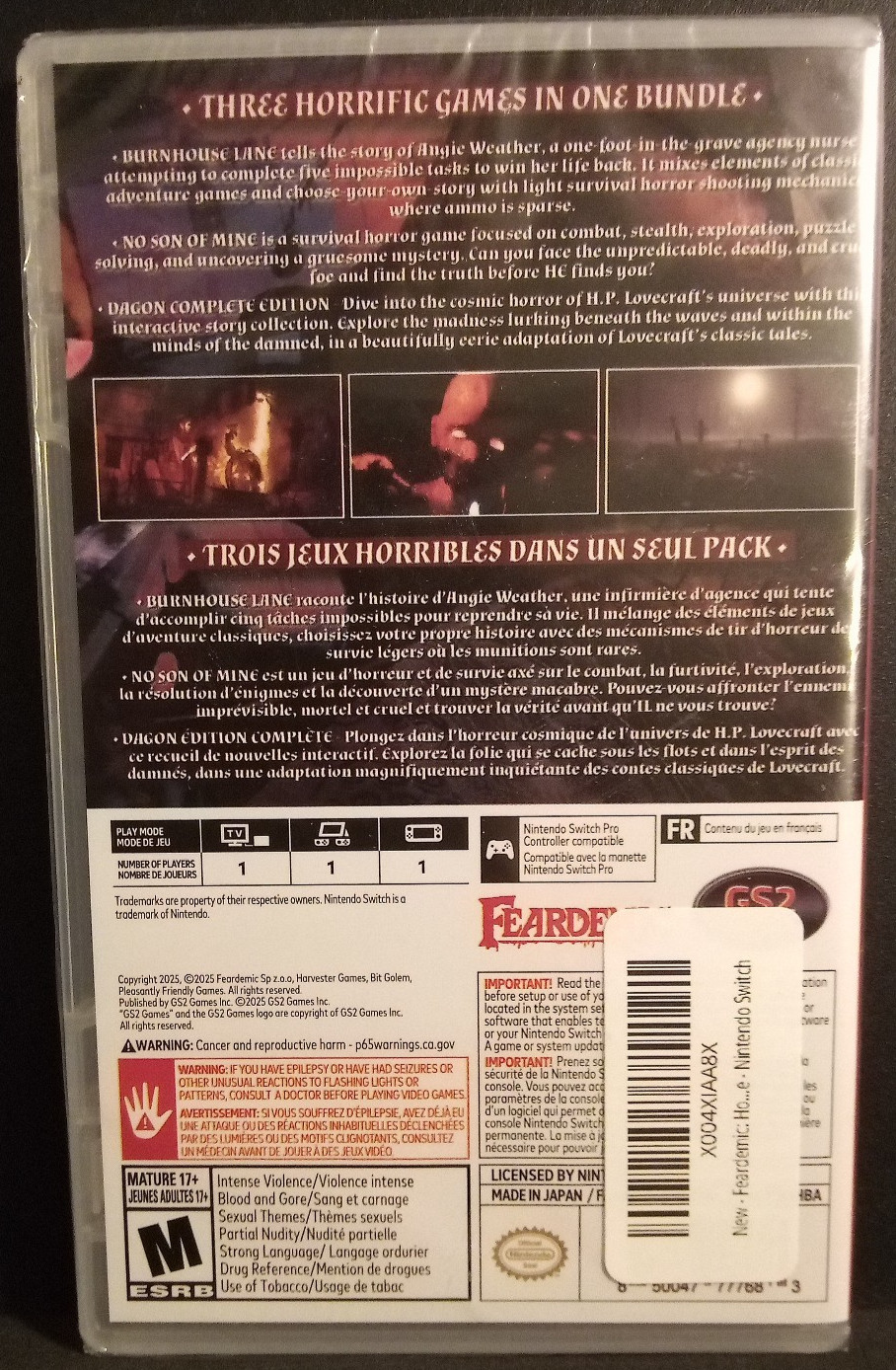 Feardemic Horror Bundle (GS2 Games) Nintendo Switch, brand new!