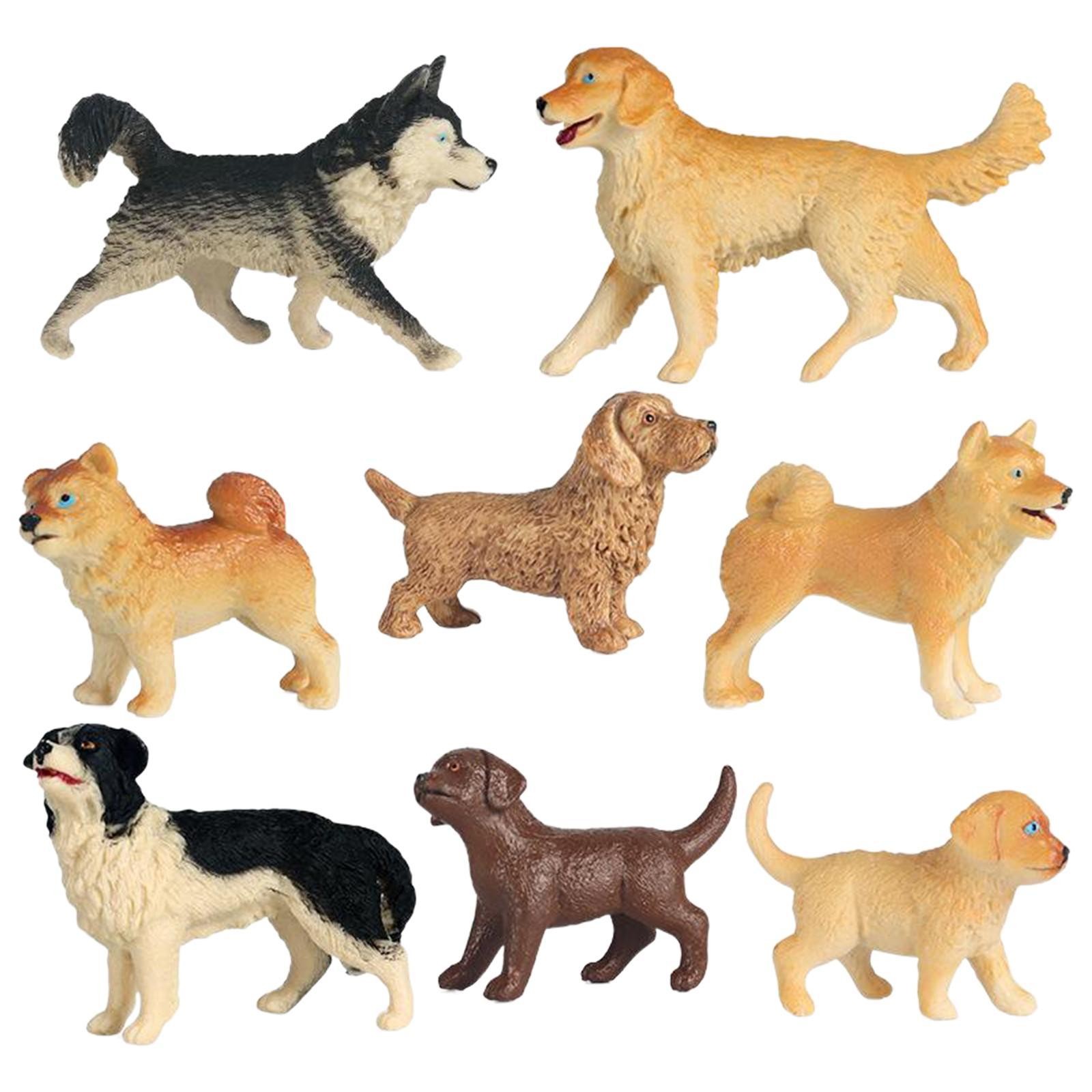 8pcs/kit Simulated Dog Model Decor Toy Miniature Dollhouse Decor Cake Topper