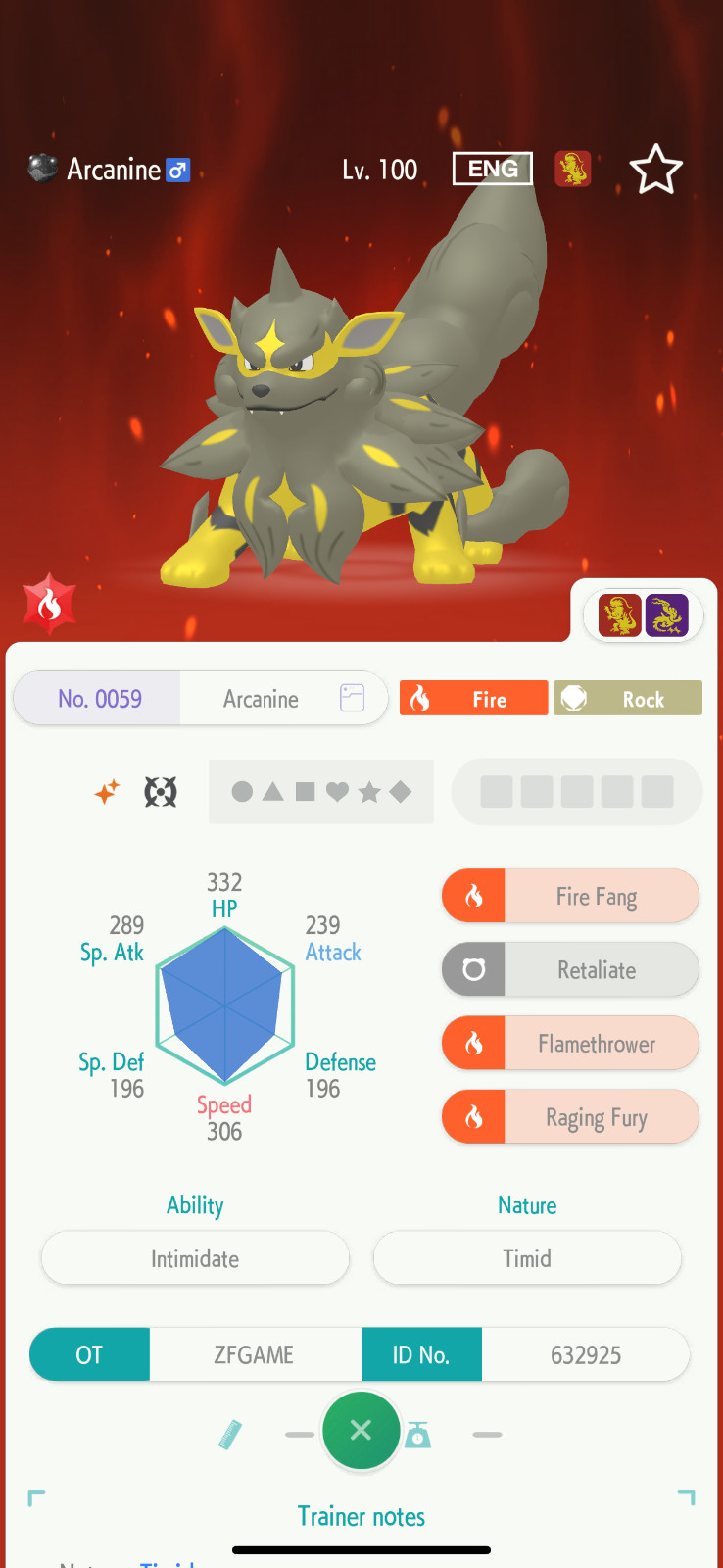 ✨6IV SHINY Hisuian Arcanine + EVS🚀 POKEMON HOME✨Champions✨Online delivery⚡