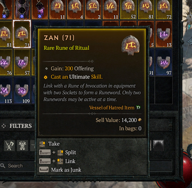 ZAN Rune – Softcore – Seasonal Or Eternal – Vessel of Hatred – 🔥DIABLO 4 –