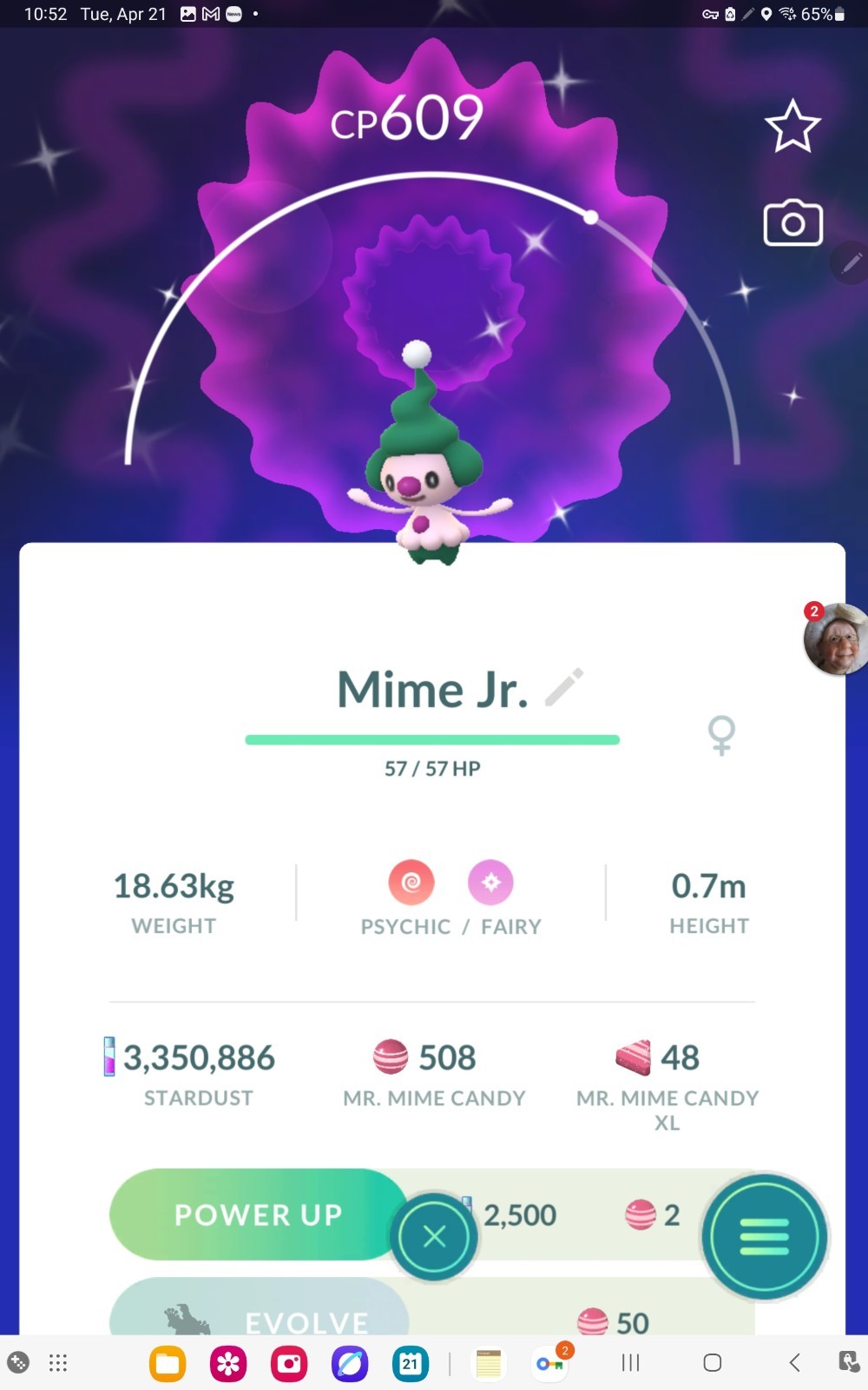 Shiny Mime Jr. in GO. Custom OT to Home read description