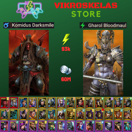 Raid Shadow Legends | Starter with 2 Mythical – Komidus and Gharol : 93k energy