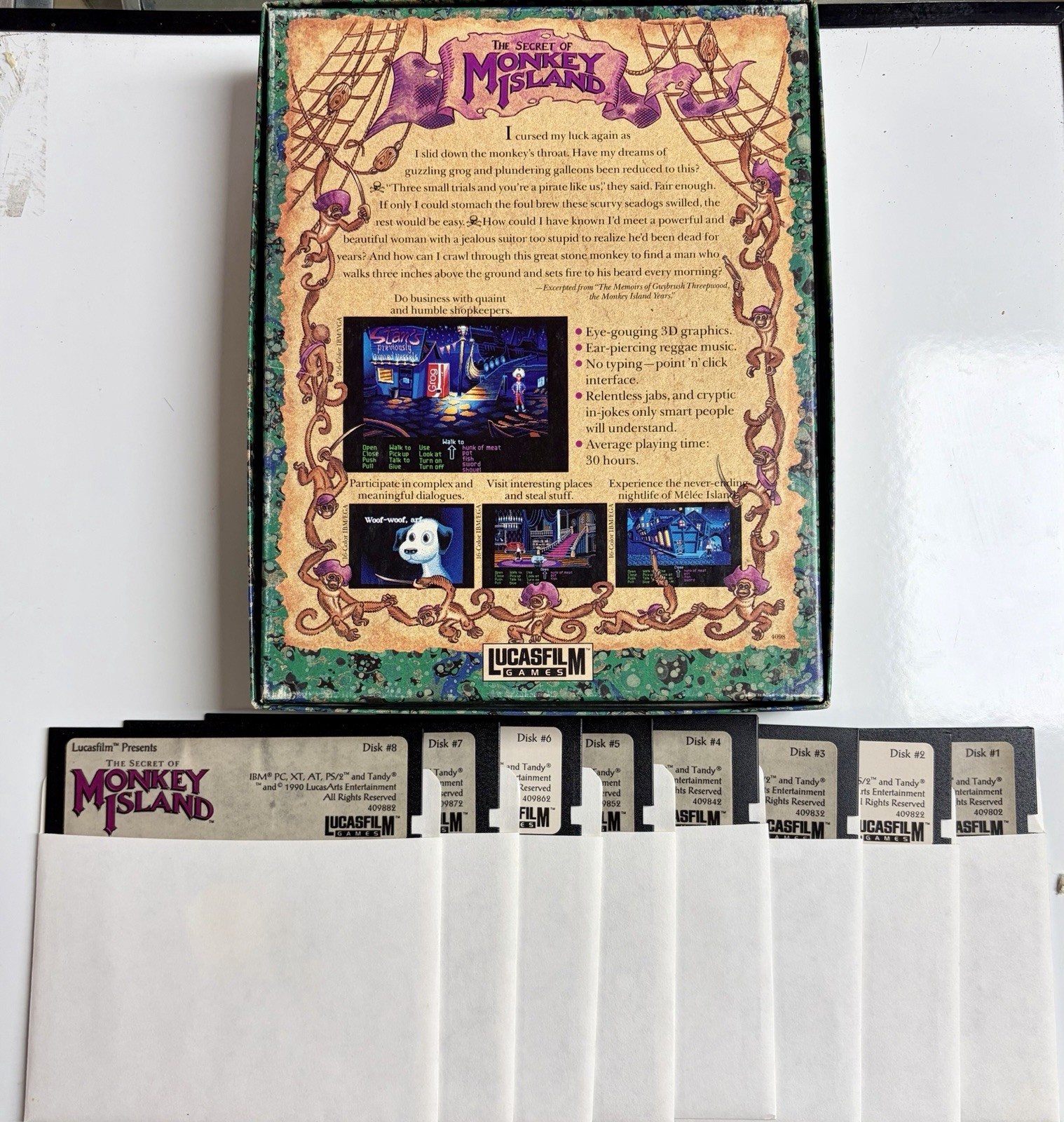 Lucasfilm Games Secret of Monkey Island PC Big Box (1990) Manual Included