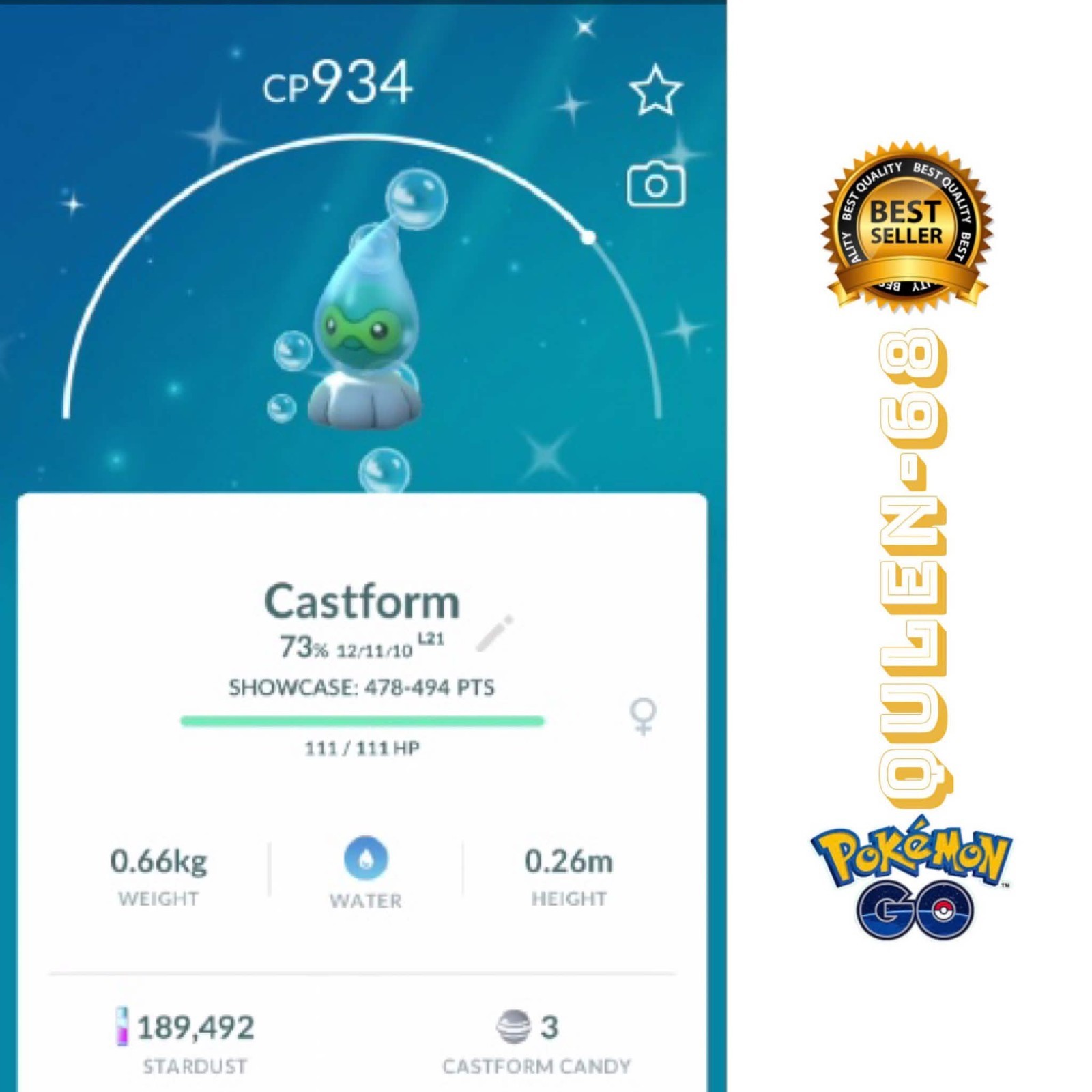PoKéMon Go – Shiny Castform rainy Form – P“T C or trade – available
