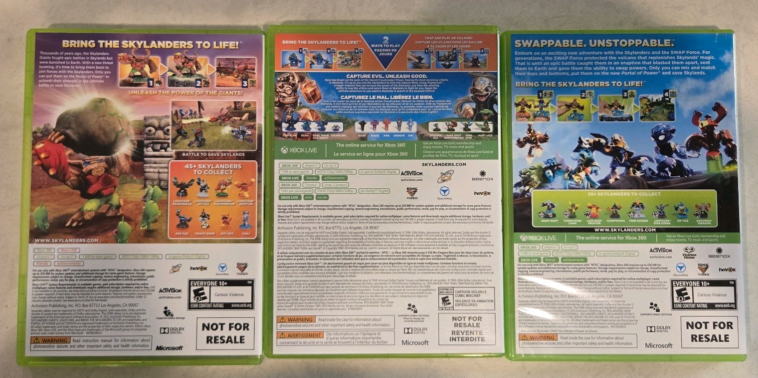 Xbox 360 Skylanders Bundle Games Giants Swap Force Trap Team