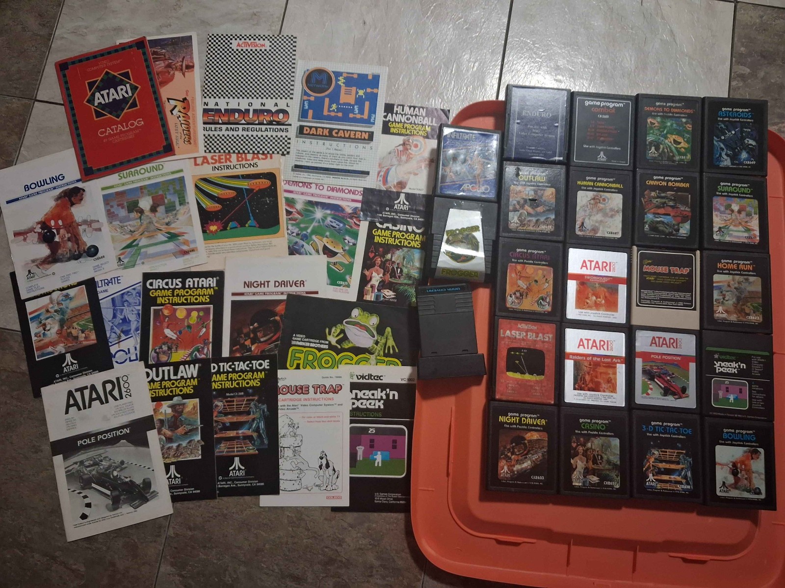 Lot of 23 Atari 2600 Games + 18 Manuals + Catalog & Ad, All Games Tested WORKING