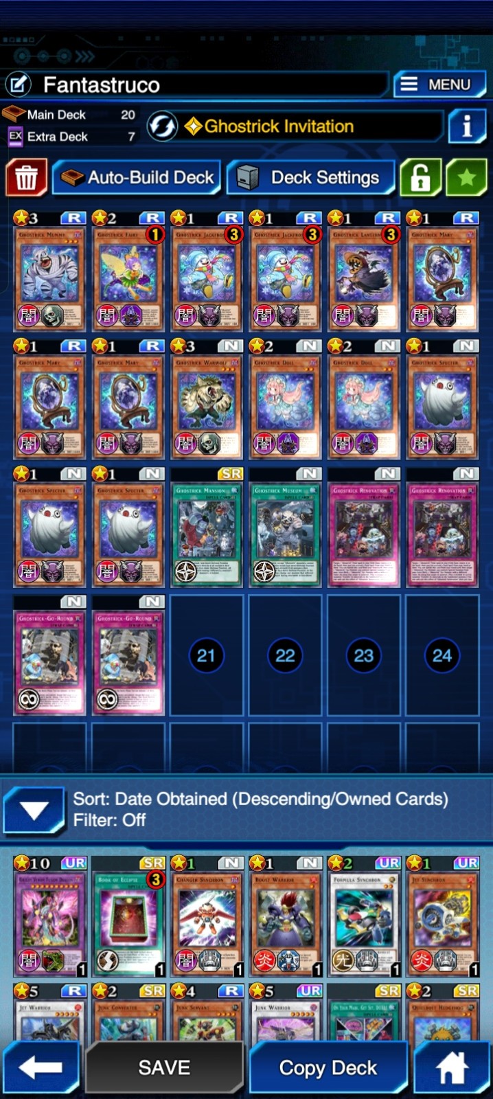 YU GI OH DUEL LINKS IOS, ANDROID, PREDAPLANT DECK, GHOSTICK DECK, 12 decks