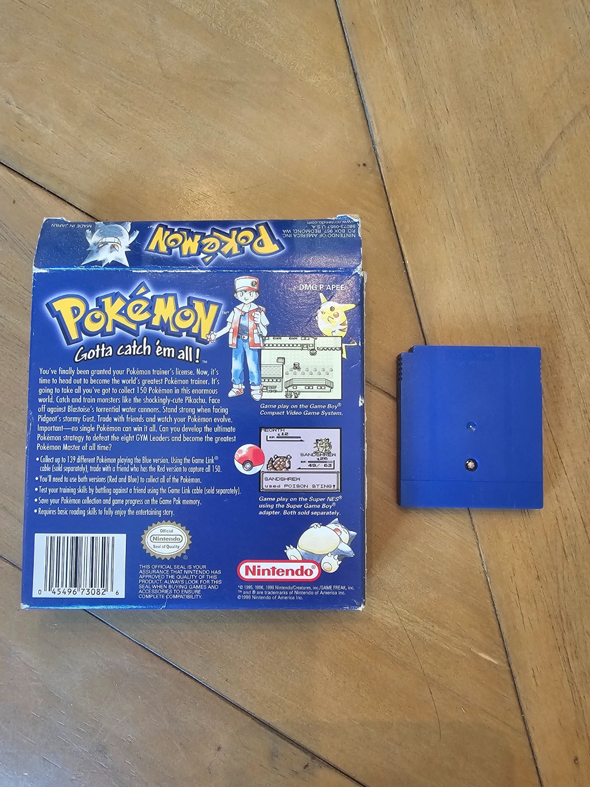 Pokemon Blue Version w/Box and insert missing manuals (Authentic and Tested)