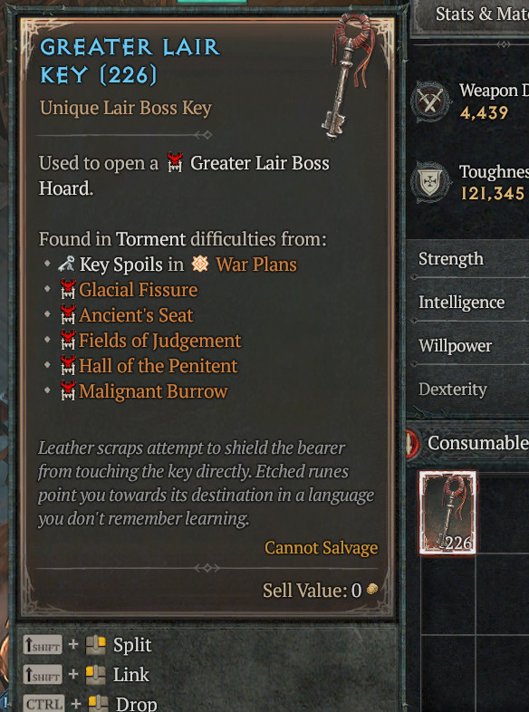 Diablo 4 D4 Season 13 Greater Lair Keys (For All Lair + Bosses) New Season 13