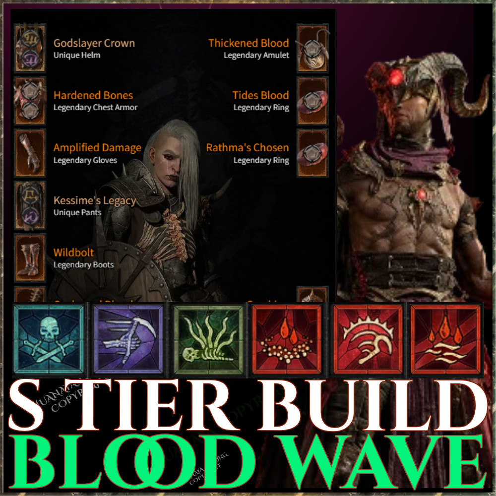 Diablo 4 Lord of Hatred ⚔️S+ TIER BUILD⚔️NECRO BLOOD WAVE ENDGAME BUILD D4
