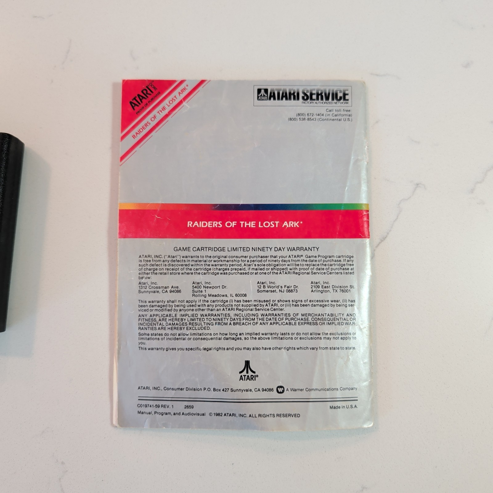 Raiders of the Lost Ark (Atari 2600, 1982) W/ Manual – Cleaned, Tested & Working