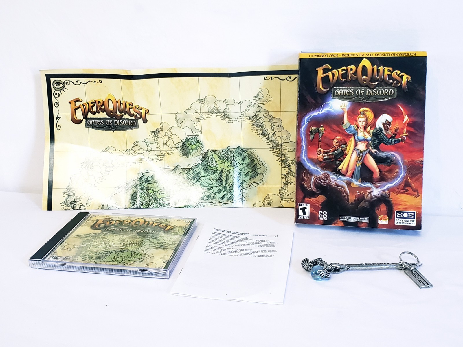 EverQuest Gates of Discord PC CD ROM expansion pack Map keychain CD.