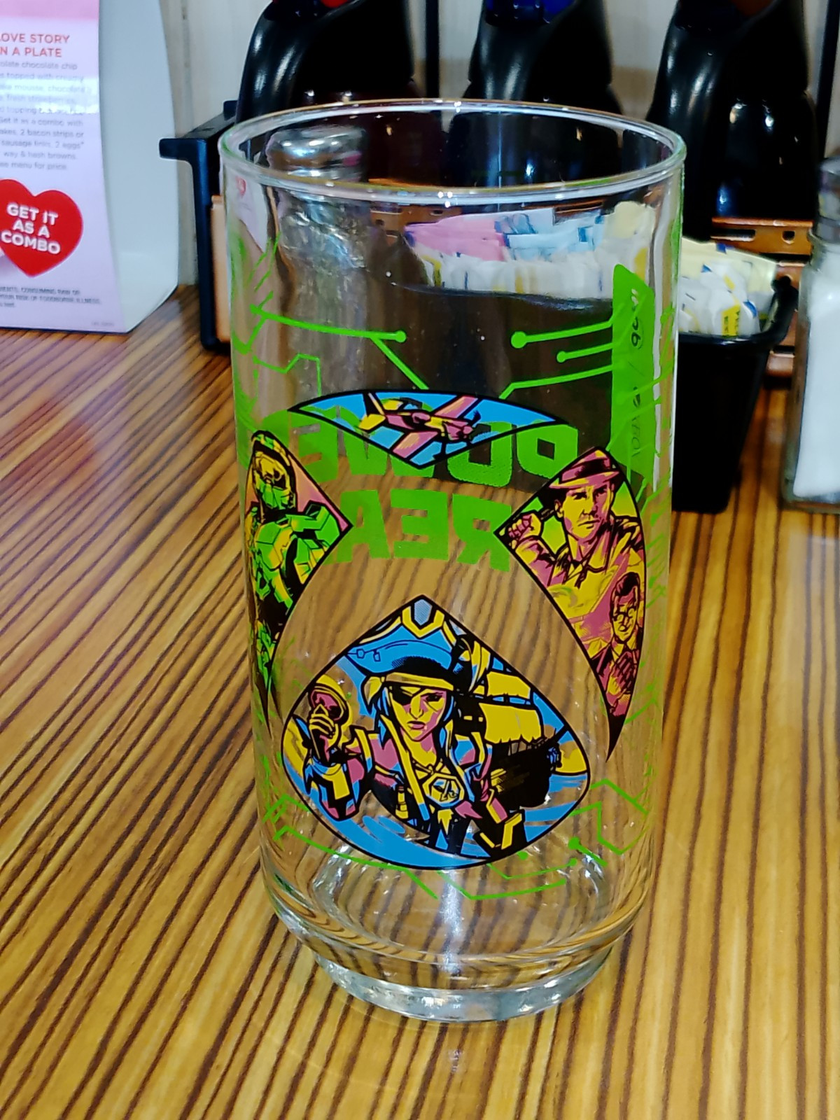 IHOP Exclusive Xbox Glass Featuring Halo Master Chief & Indiana Jones Flight Sim