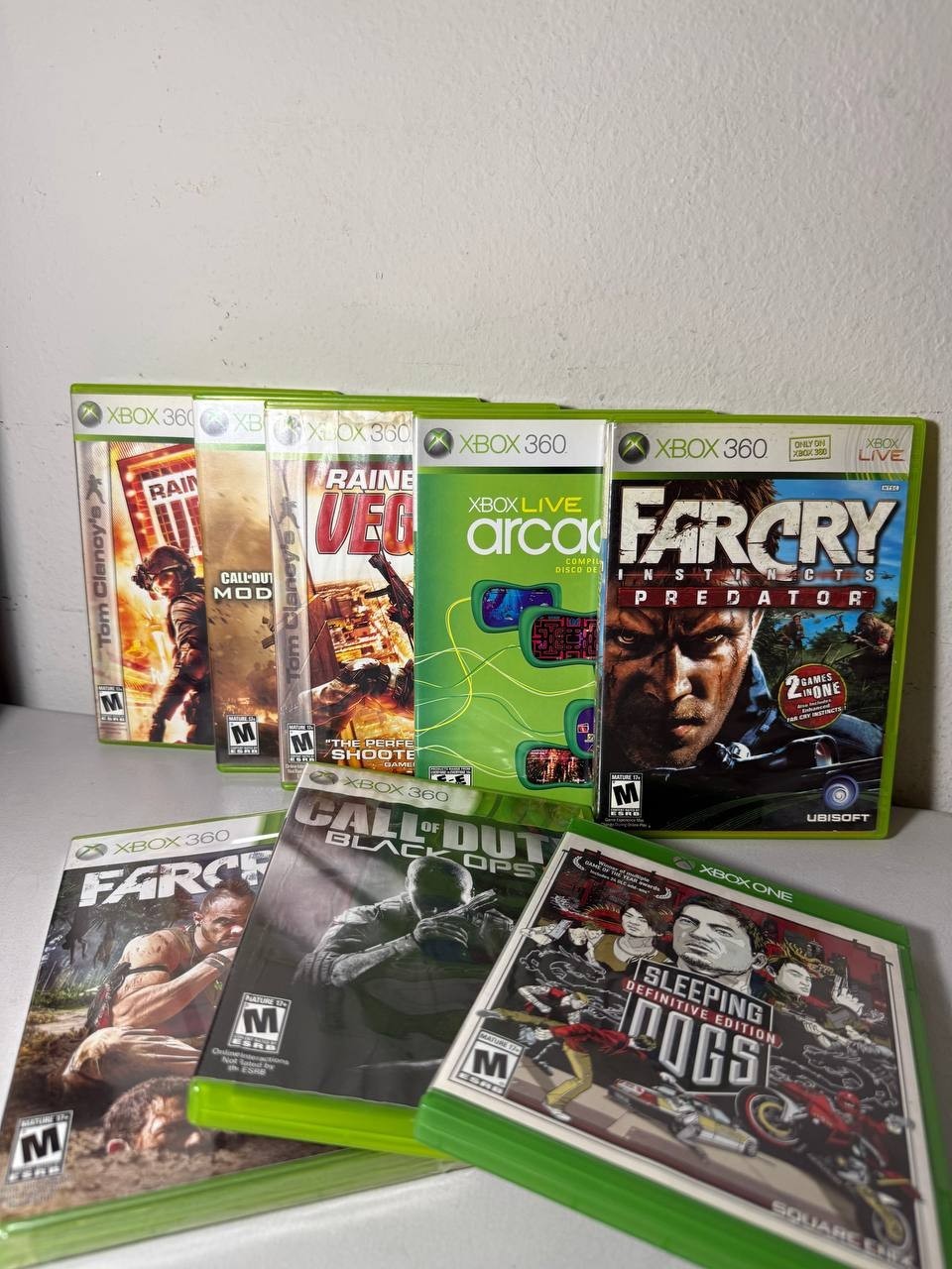 Xbox 360 & One Game Lot of 8 Call of Duty Far Cry Rainbow Six Sleeping Dogs Bund