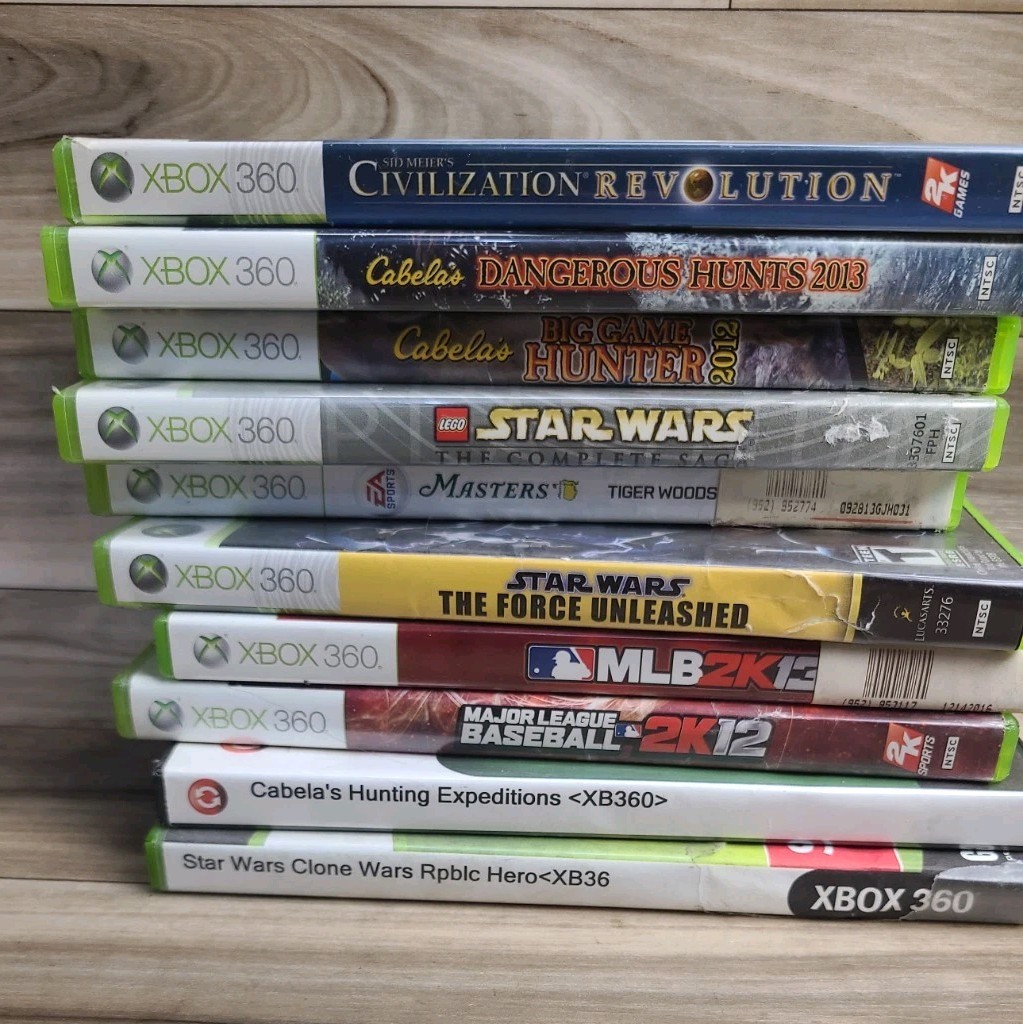 Lot If 10 Xbox 360 Games Civilization Revolution Stat Wars Cabelas Masters