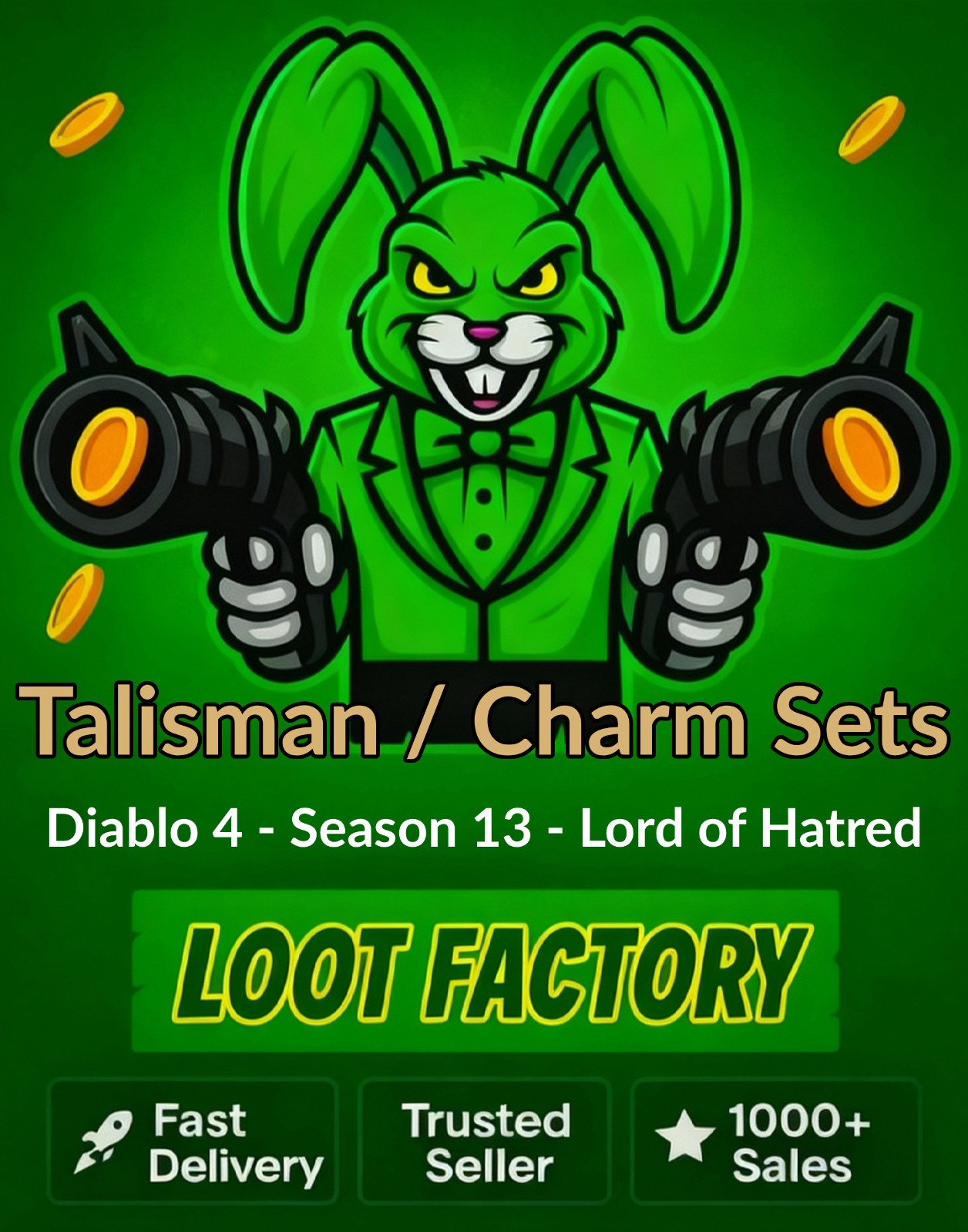 Diablo 4 S13 Season 13 – ALL Talisman Set / Charm Sets Every Class – SC D4 Boost