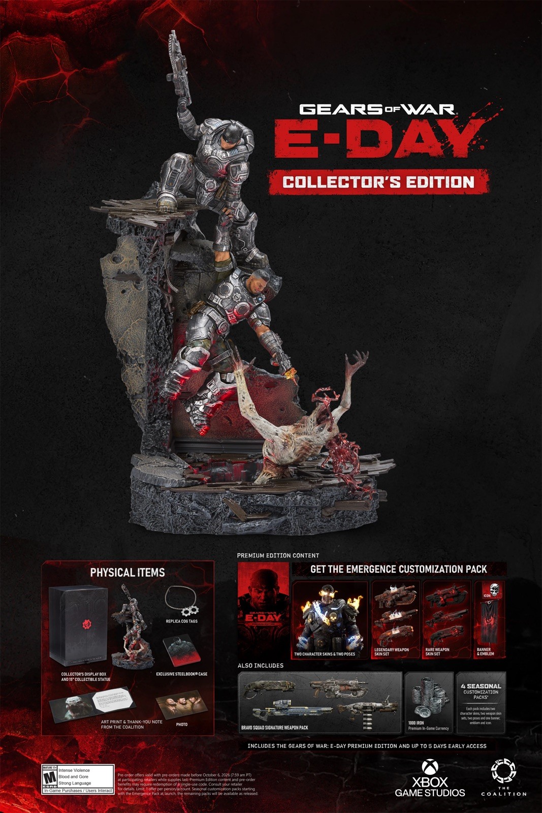 GEARS OF WAR E-DAY COLLECTOR’S EDITION XBOX PRE-ORDER w/ Early Access Beta Code