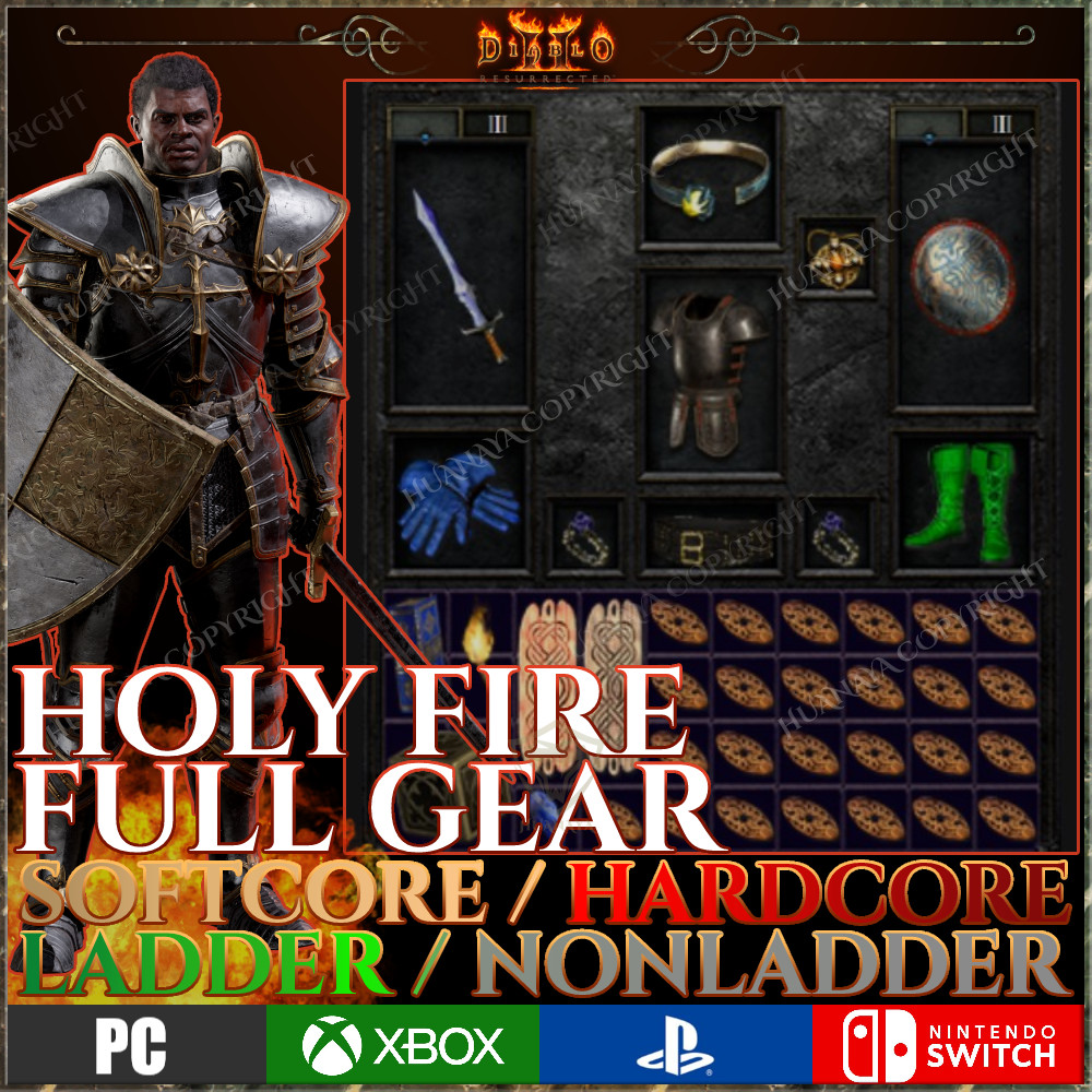 ✅ HOLY FIRE PALADIN FULL SET ✅ PC PS4 PS5 XBOX SWITCH ✅ D2R DIABLO 2 RESURRECTED