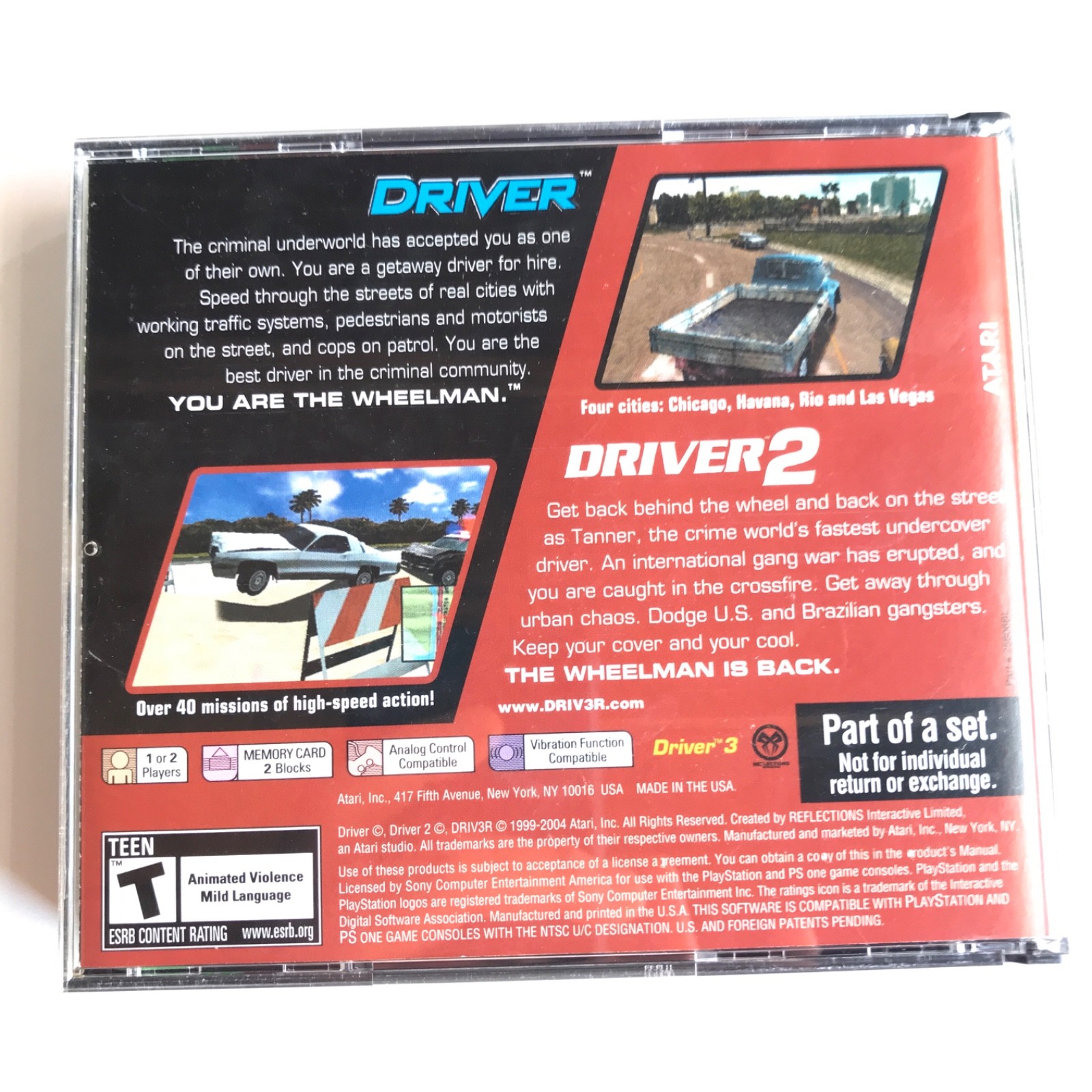 Driver 1 & 2 Twin Pack – Sony PlayStation One – Complete with Stickers