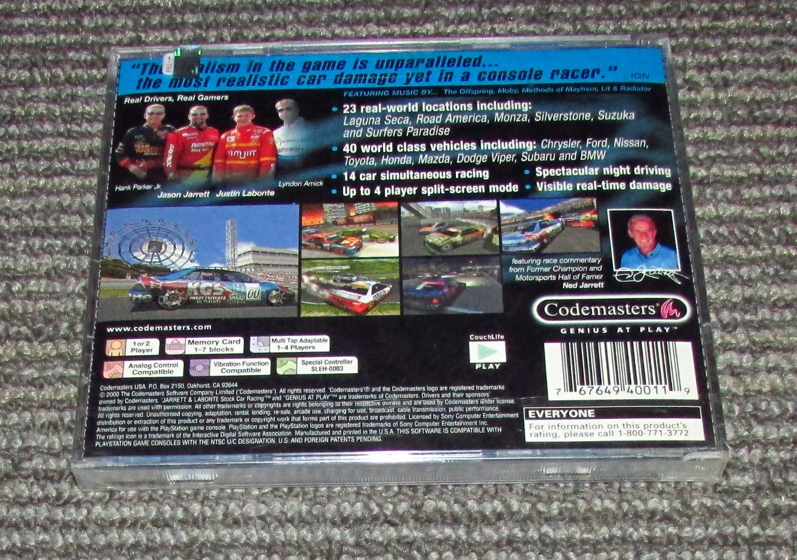 Jarrett & Labonte Stock Car Racing Playstation 1 PS1 Brand New / Fast Shipping