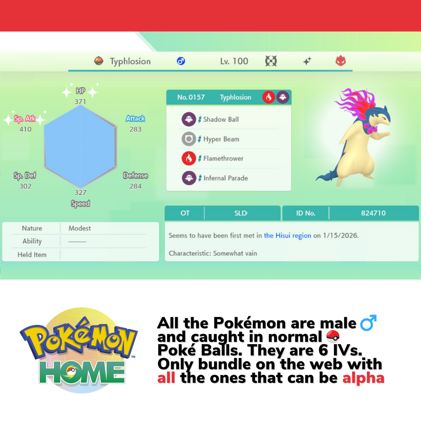 Complete Pokémon ALPHA Bundle HOME Shiny Living Dex Competitive 6 IV Pokedex