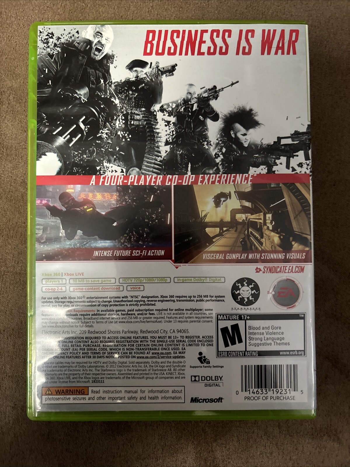 Syndicate (Microsoft Xbox 360, 2012) Tested Working – No Manual