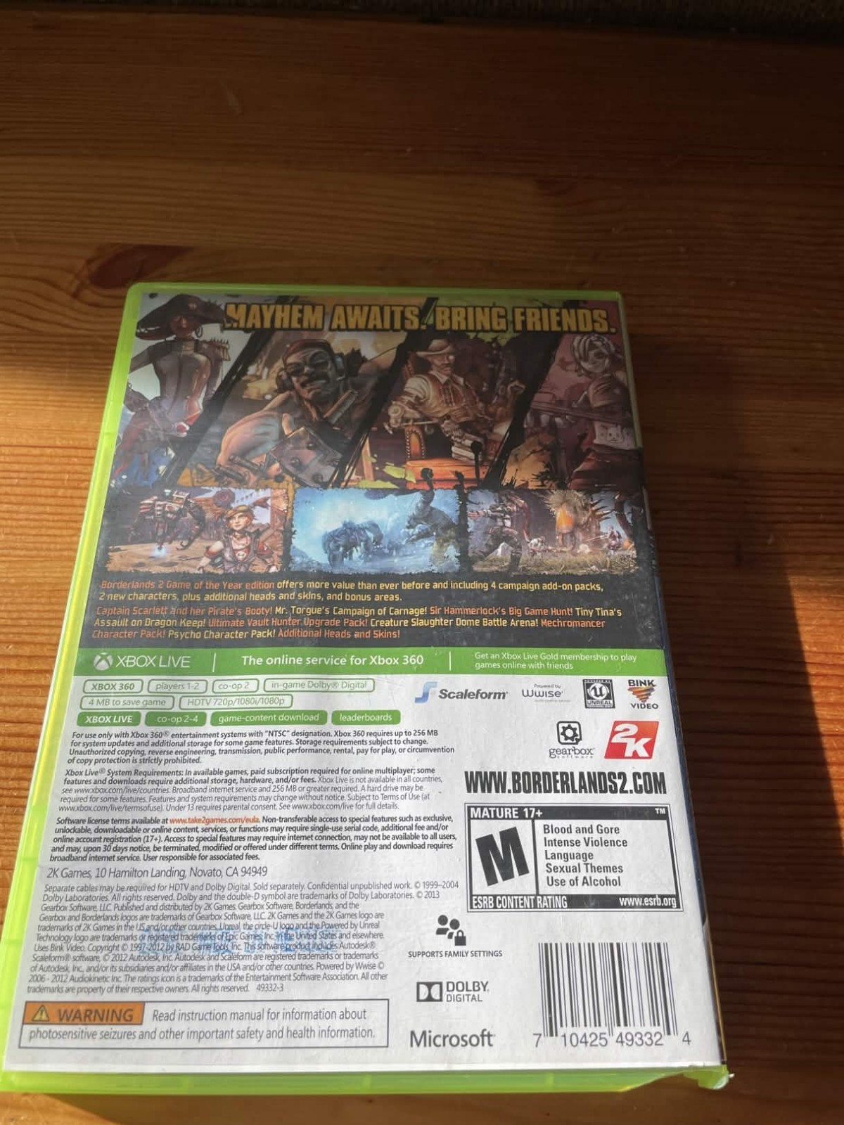 Borderlands 2 — Game of the Year Edition (Microsoft Xbox 360, 2013)