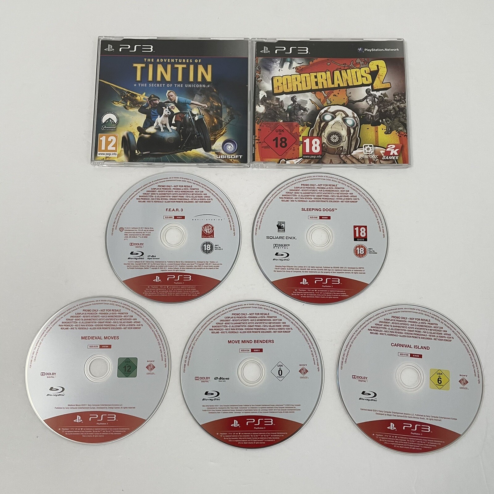 Lot of 7 Playstation 3 PS3 PAL Promo Not for Resale games Borderlands 2 Fear 3