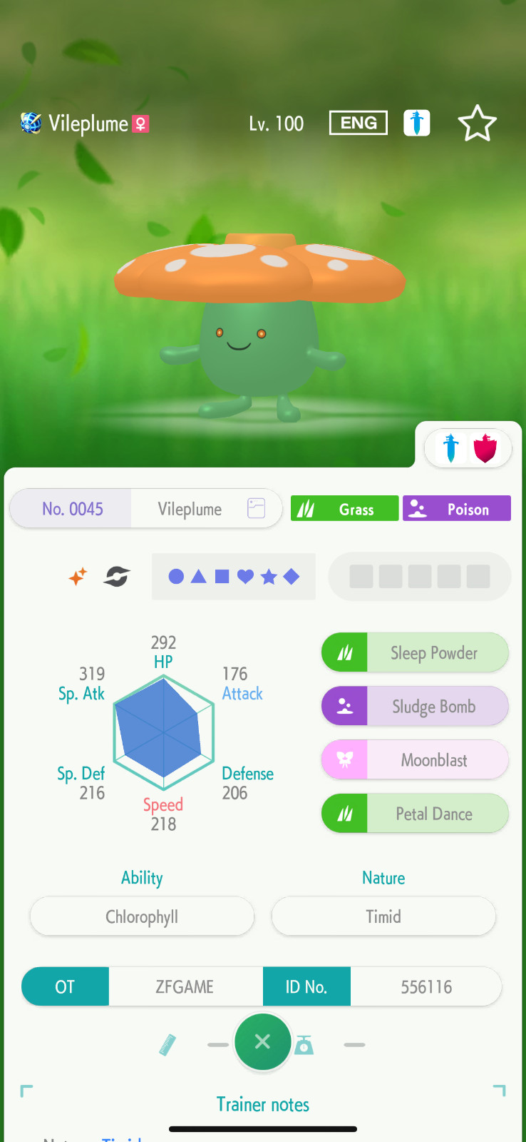 ✨6IV SHINY Vileplume + EVS🚀 POKEMON HOME✨Champions✨Online delivery⚡