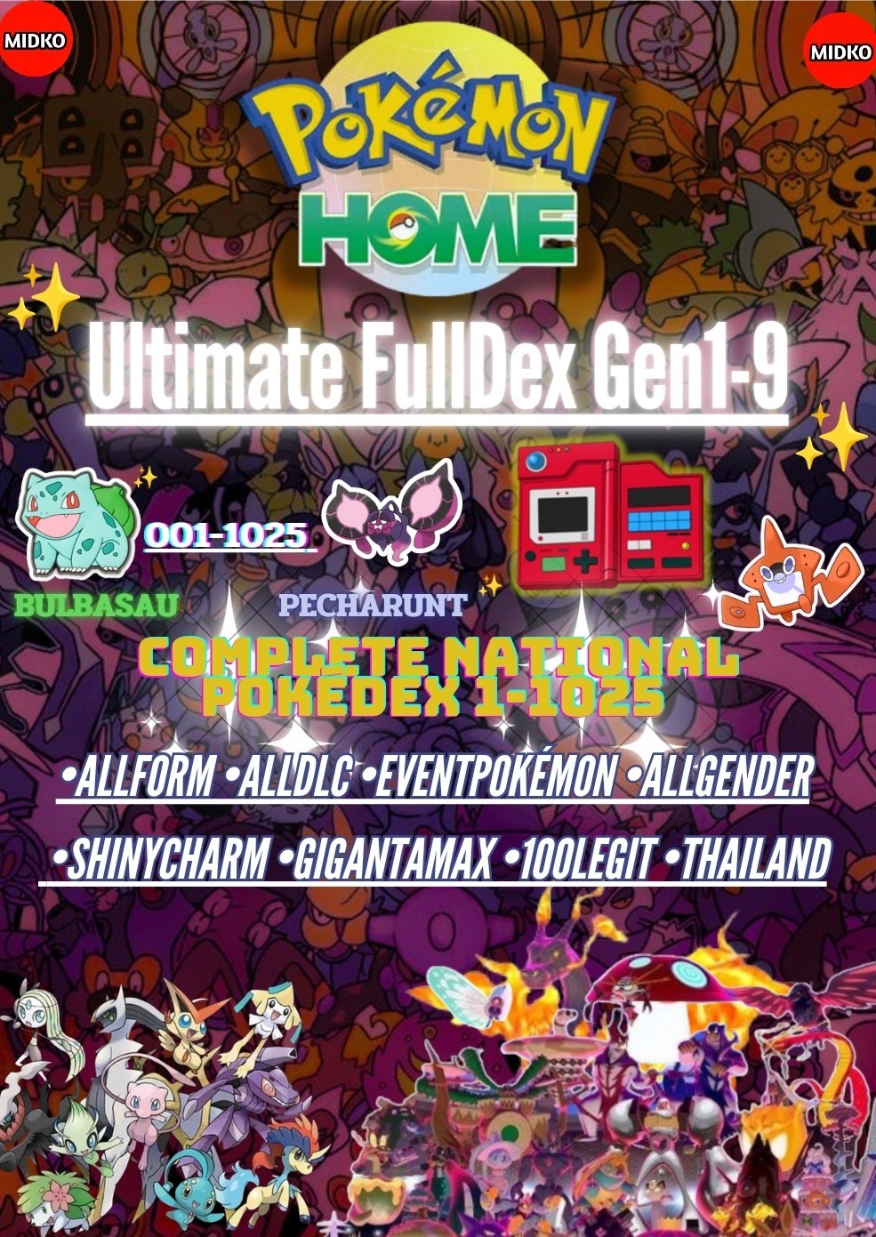 Ultimate Pokémon Home Custom OT 4000+ | Full Shiny & Normal | Gen1-9 | All Form