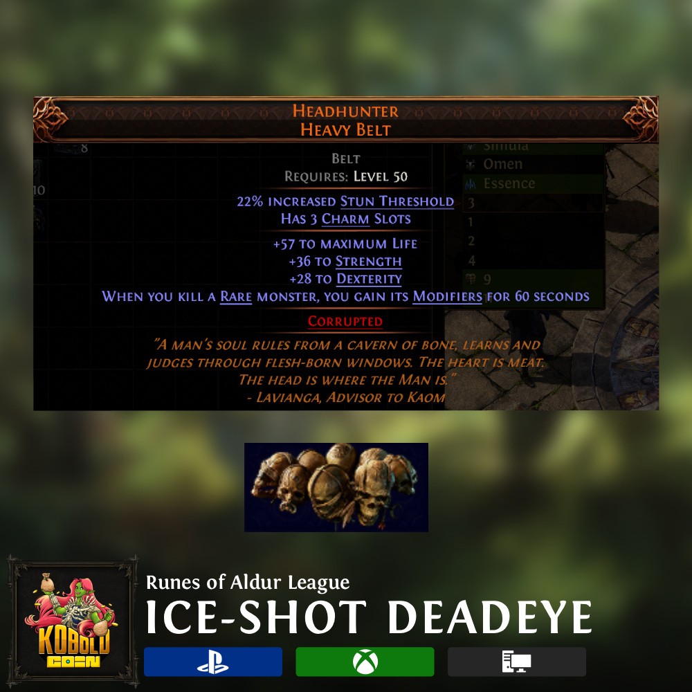 Headhunter Ice Shot Deadeye – Runes of Aldur League Softcore Path of Exile 2
